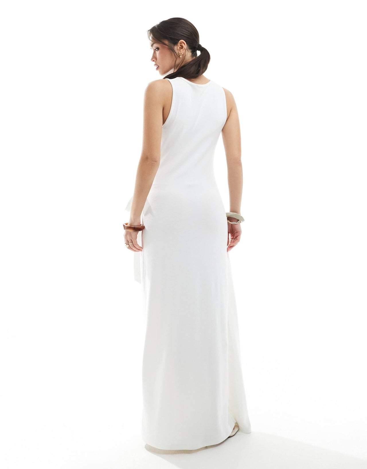 4th & Reckless sleeveless drape tie side maxi dress in white - ASOS Sample Sale