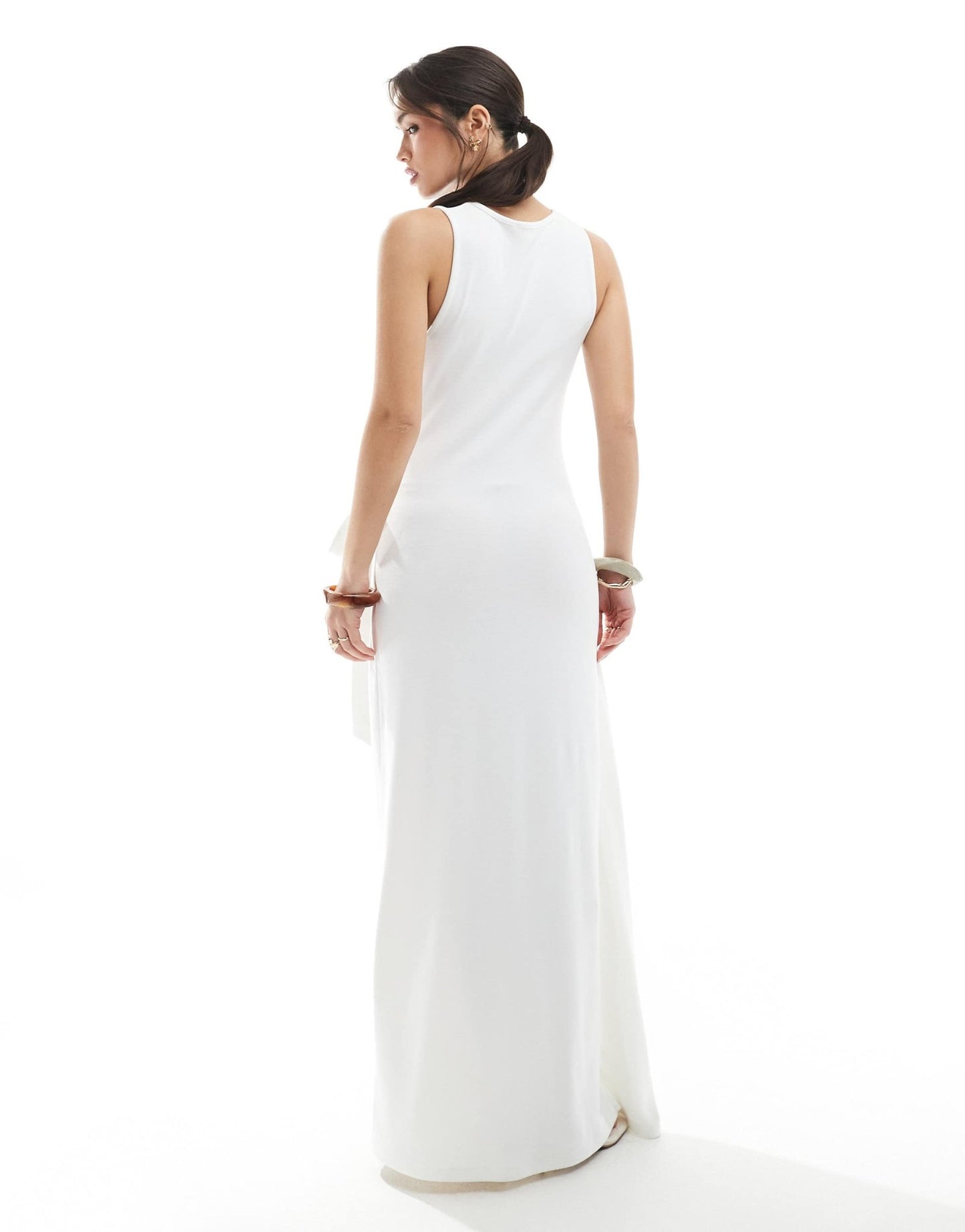 4th & Reckless sleeveless drape tie side maxi dress in white - ASOS Sample Sale