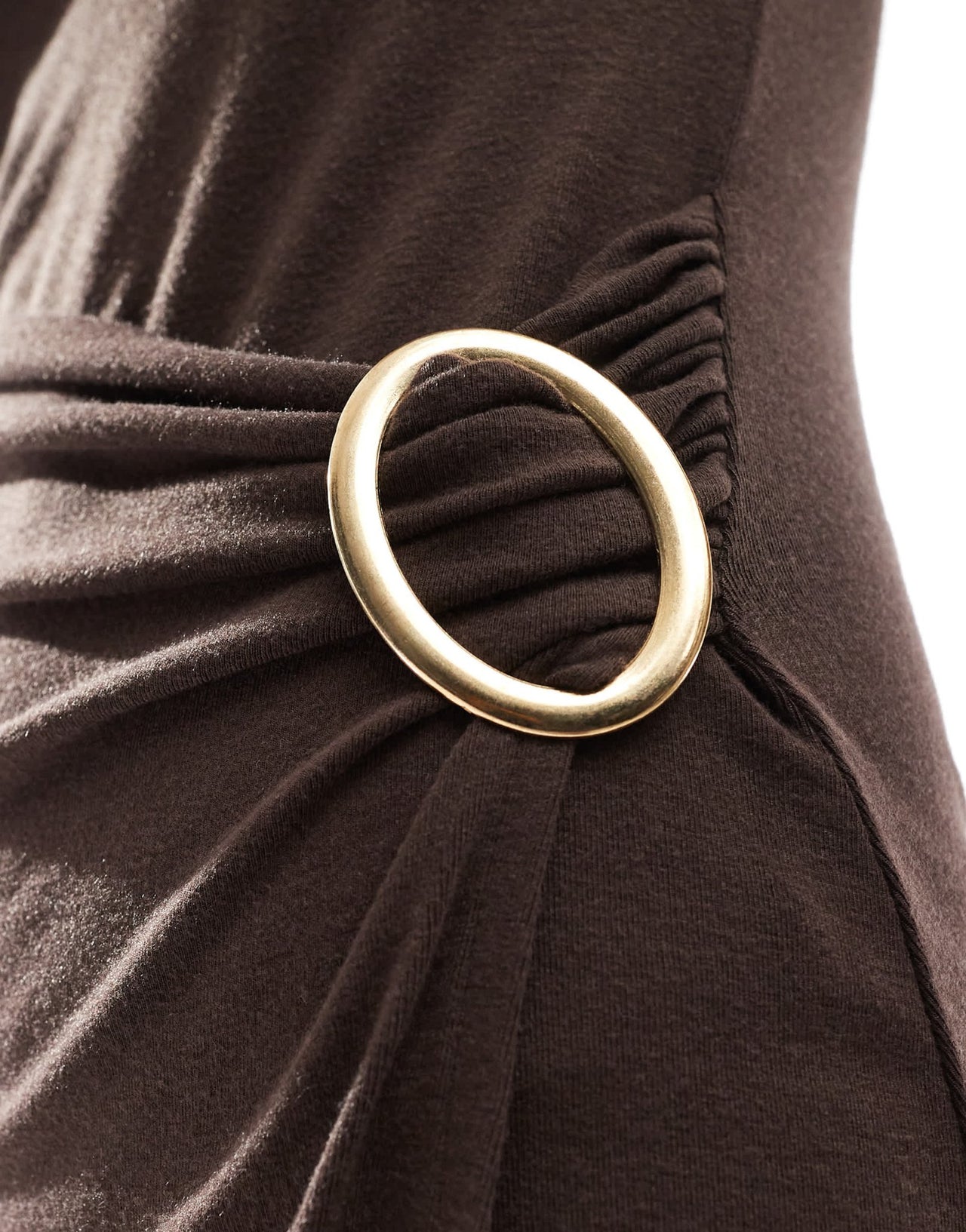 4th & Reckless sleeveless drape wrap ring detail maxi dress in chocolate - ASOS Sample Sale