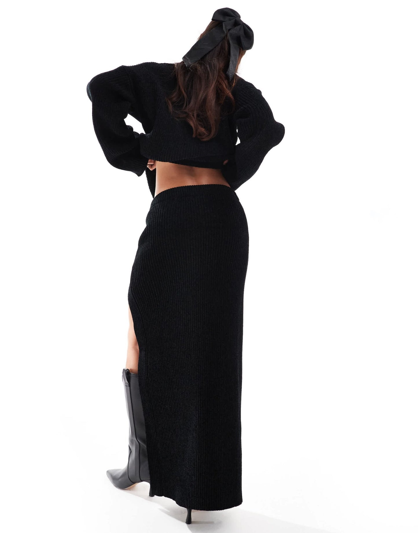 4th & Reckless soft rib knitted maxi skirt co - ord in black - ASOS Sample Sale