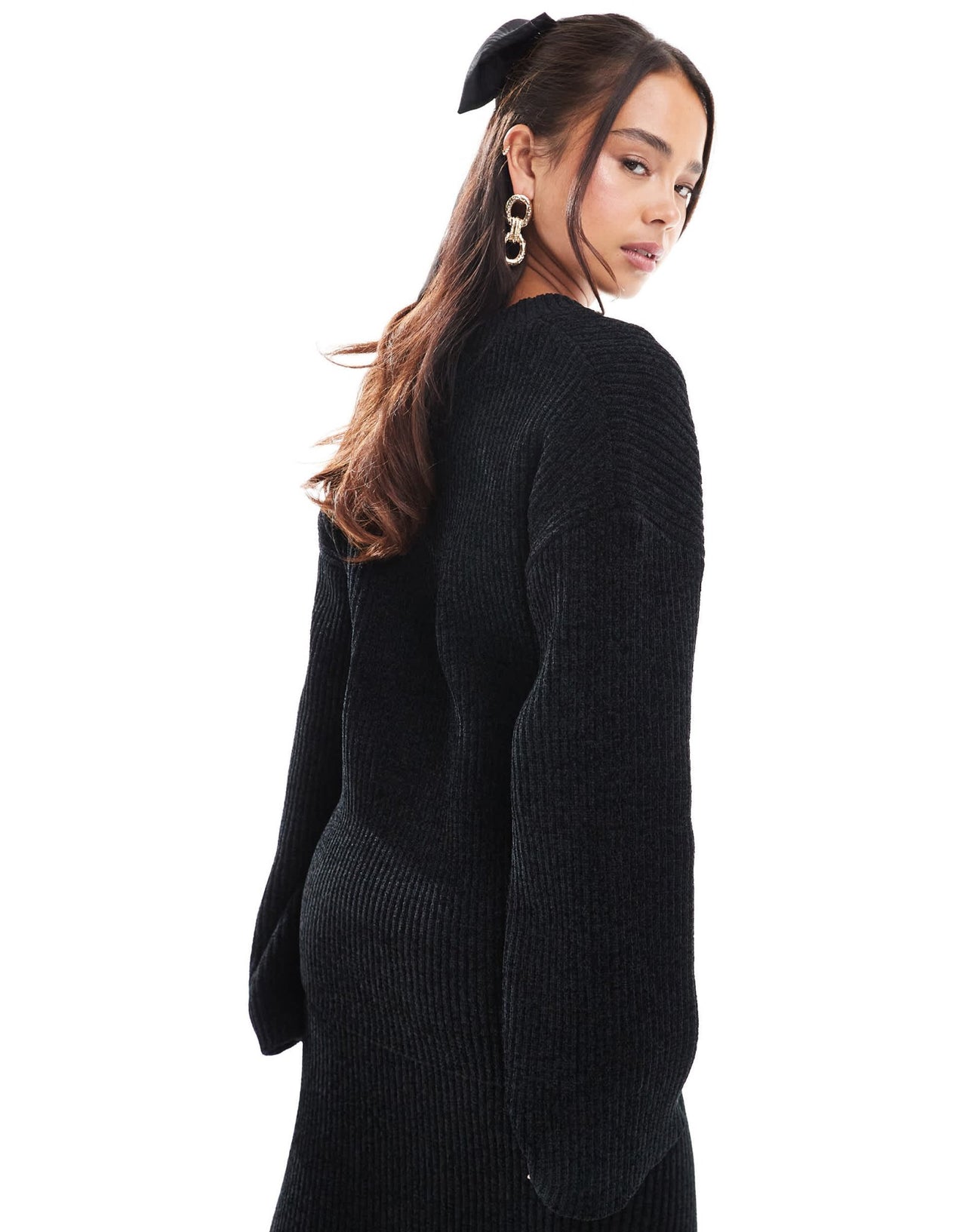 4th & Reckless soft rib v neck oversized jumper co - ord in black - ASOS Sample Sale