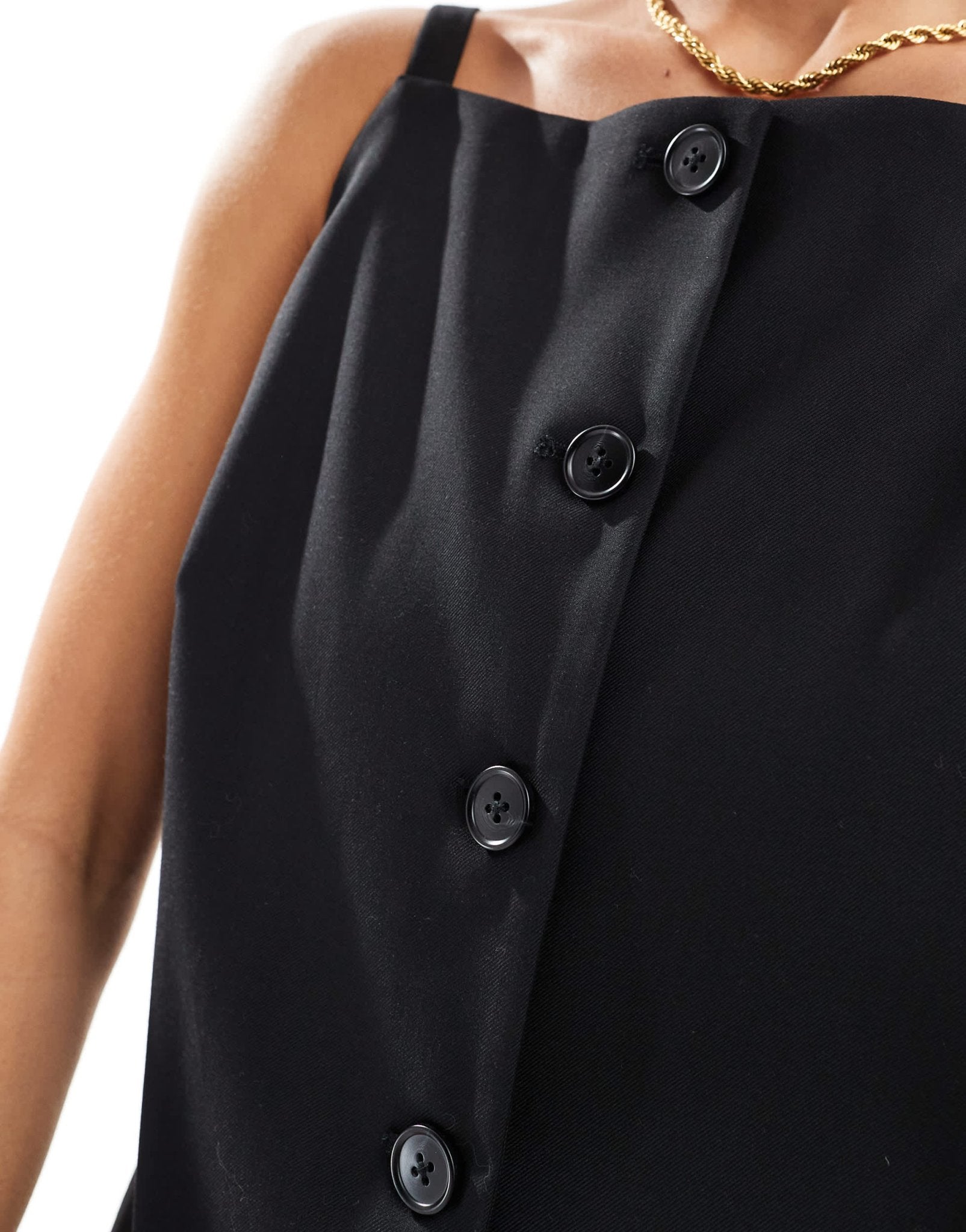 4th & Reckless square neck sleeveless button through waistcoat co - ord in black - ASOS Sample Sale