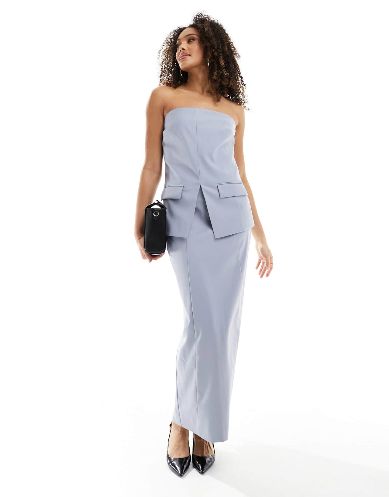 4th & Reckless tailored maxi skirt co-ord in blue - ASOS Sample Sale