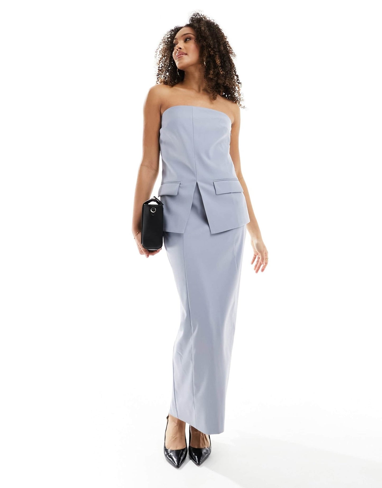 4th & Reckless tailored maxi skirt co-ord in blue - ASOS Sample Sale