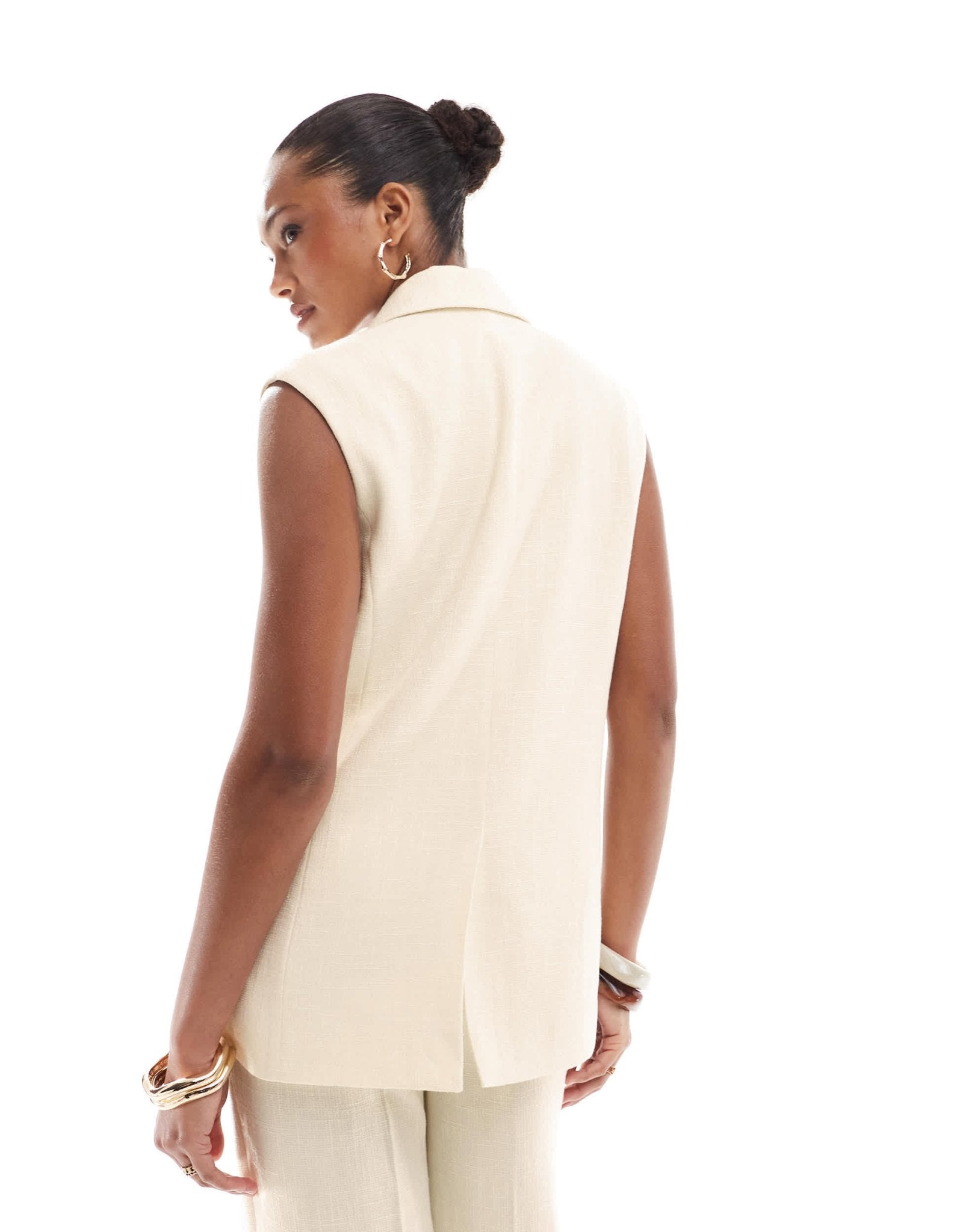 4th & Reckless tailored sleeveless longline waistcoat co - ord in buttercream yellow - ASOS Sample Sale