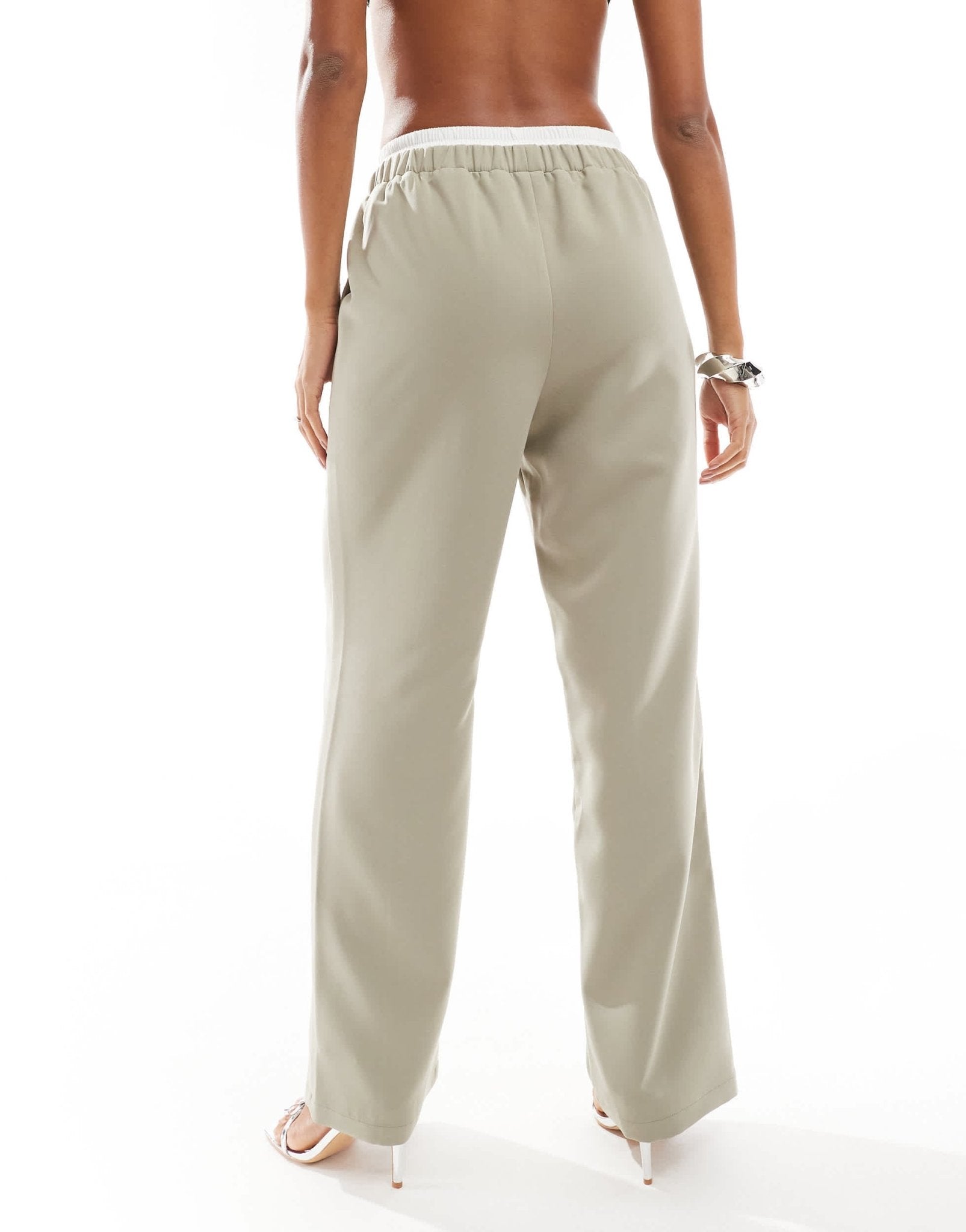 4th & Reckless tailored straight leg drawstring trousers co-ord in olive - ASOS Sample Sale