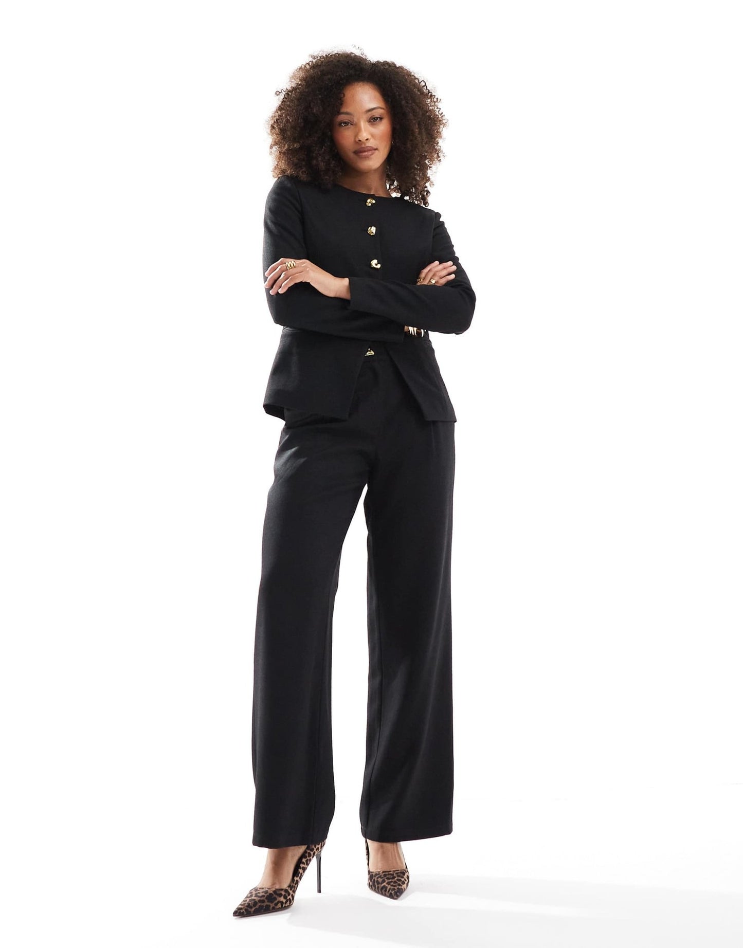 4th & Reckless tailored straight leg trouser co - ord in black - ASOS Sample Sale