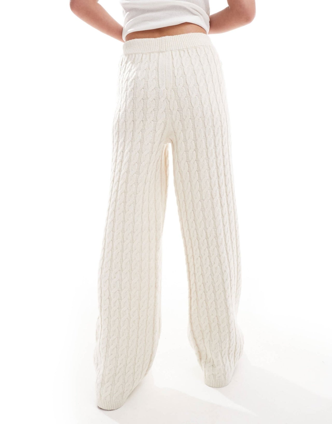 4th & Reckless wool mix cable knit flared trousers co - ord in cream - ASOS Sample Sale