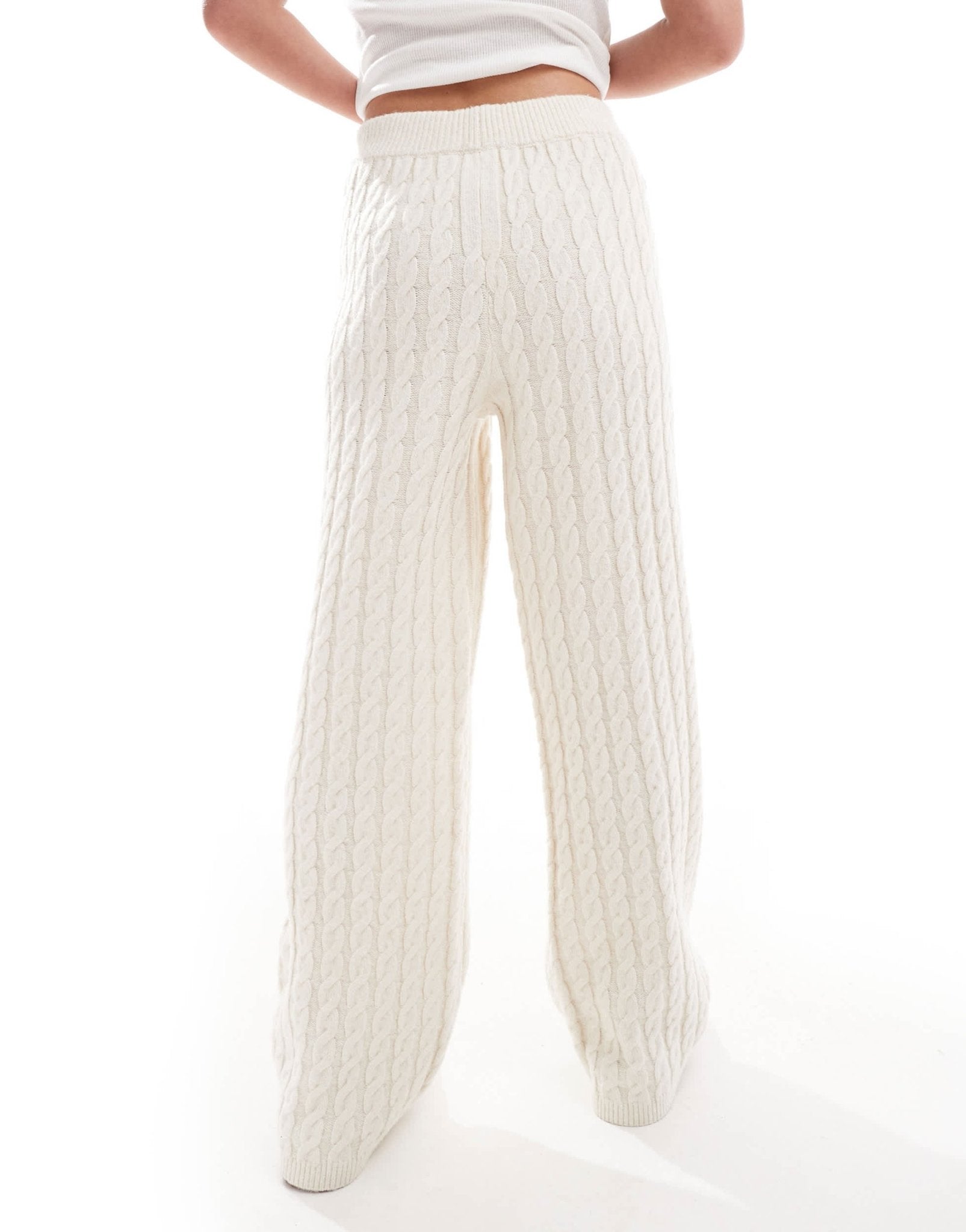 4th & Reckless wool mix cable knit flared trousers co - ord in cream - ASOS Sample Sale