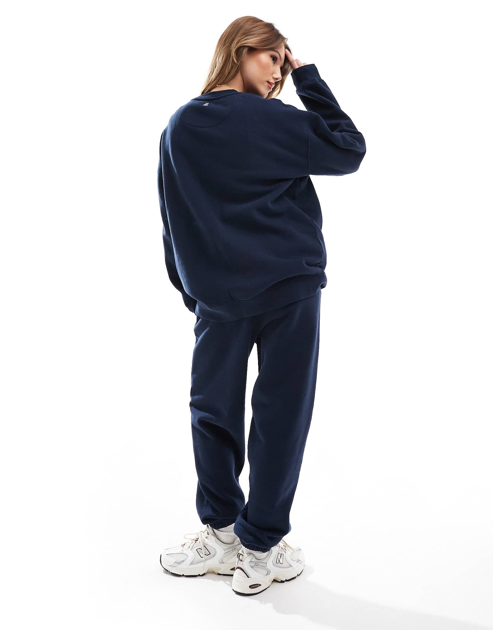 4th & Reckless x Felicia Wedin Apres Ski cuffed jogger embroidered logo co - ord in navy - ASOS Sample Sale