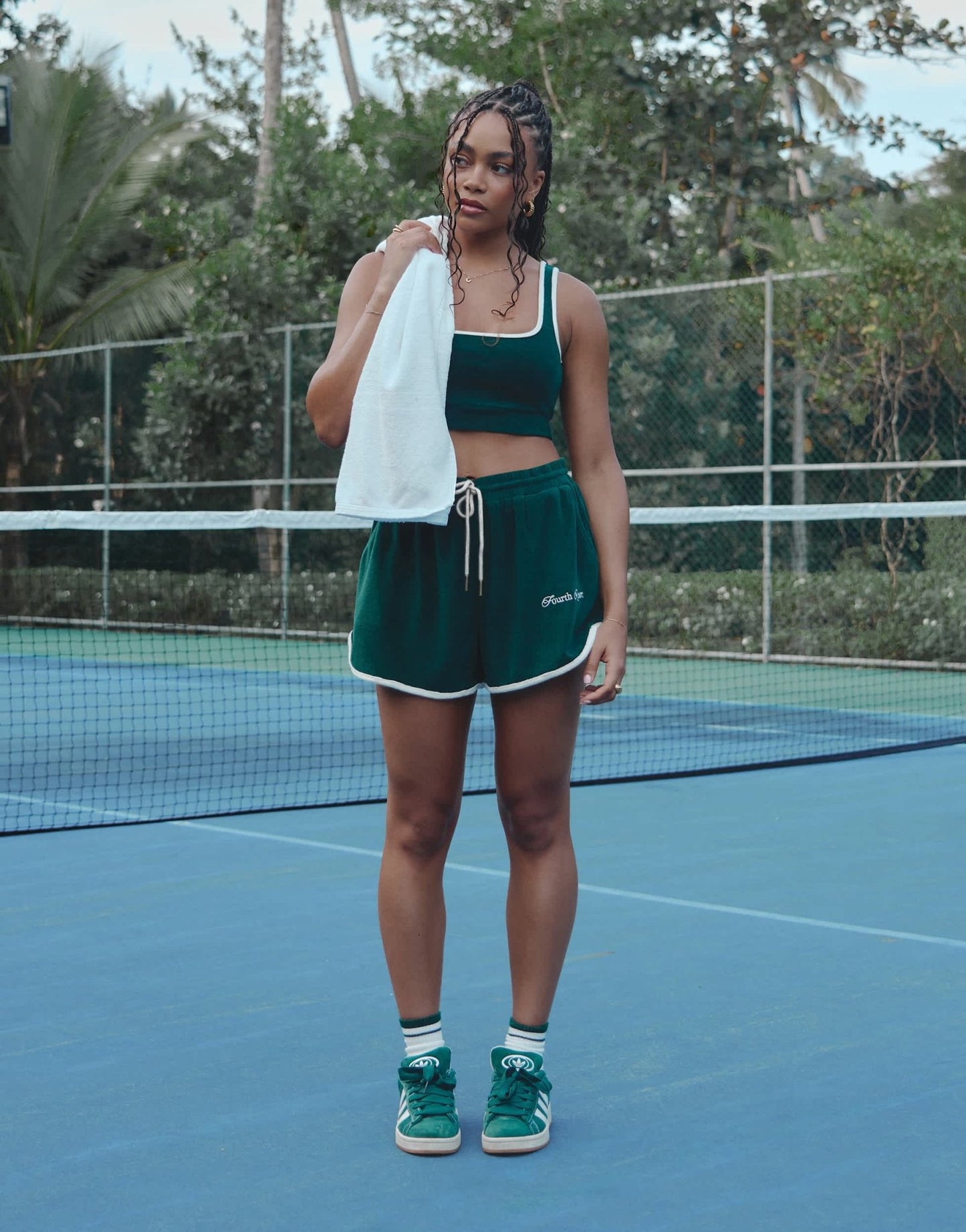 4th & Reckless x Loz Vassallo Ella towelling short in green - ASOS Sample Sale