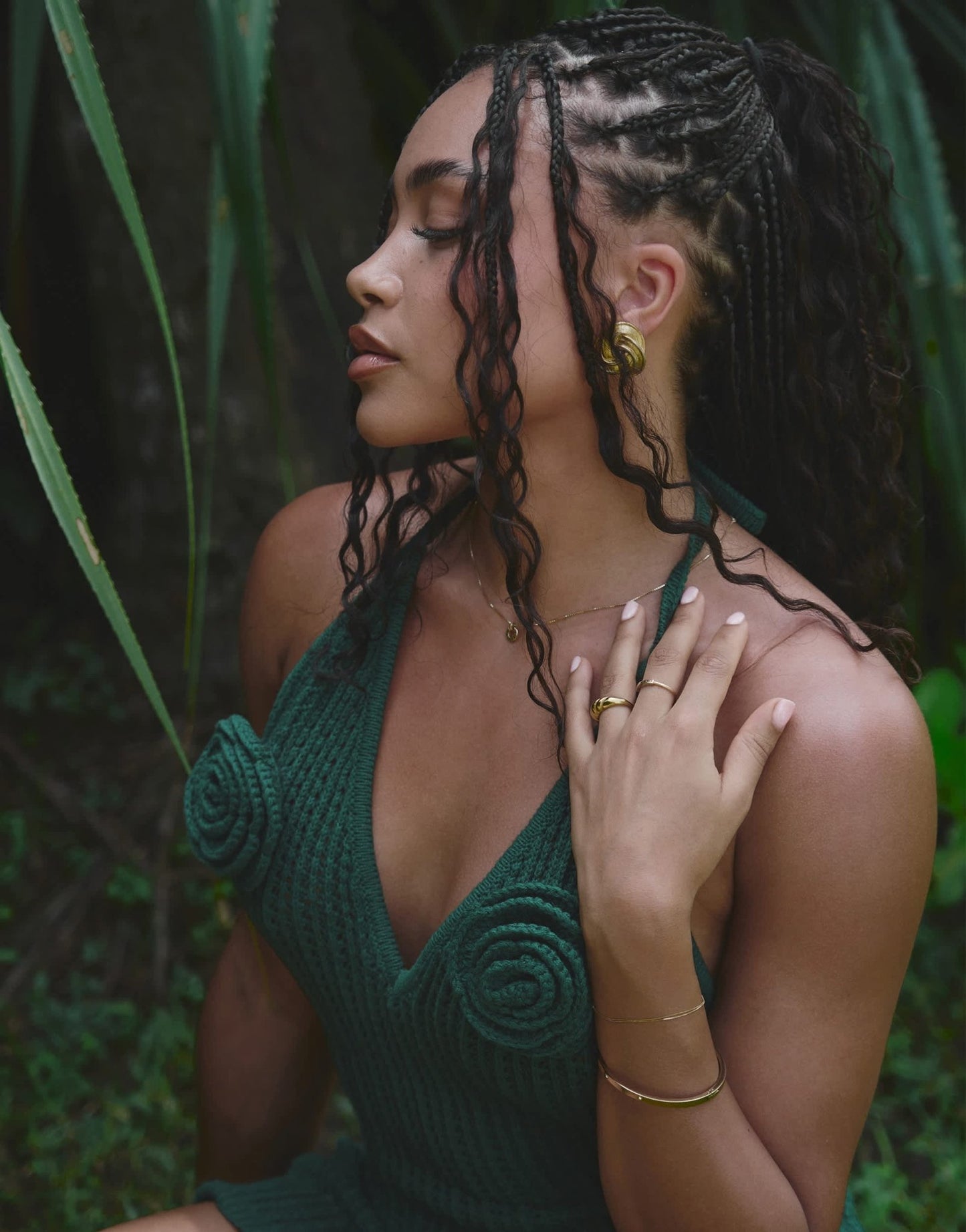4th & Reckless x Loz Vassallo knitted mini beach dress in green - ASOS Sample Sale