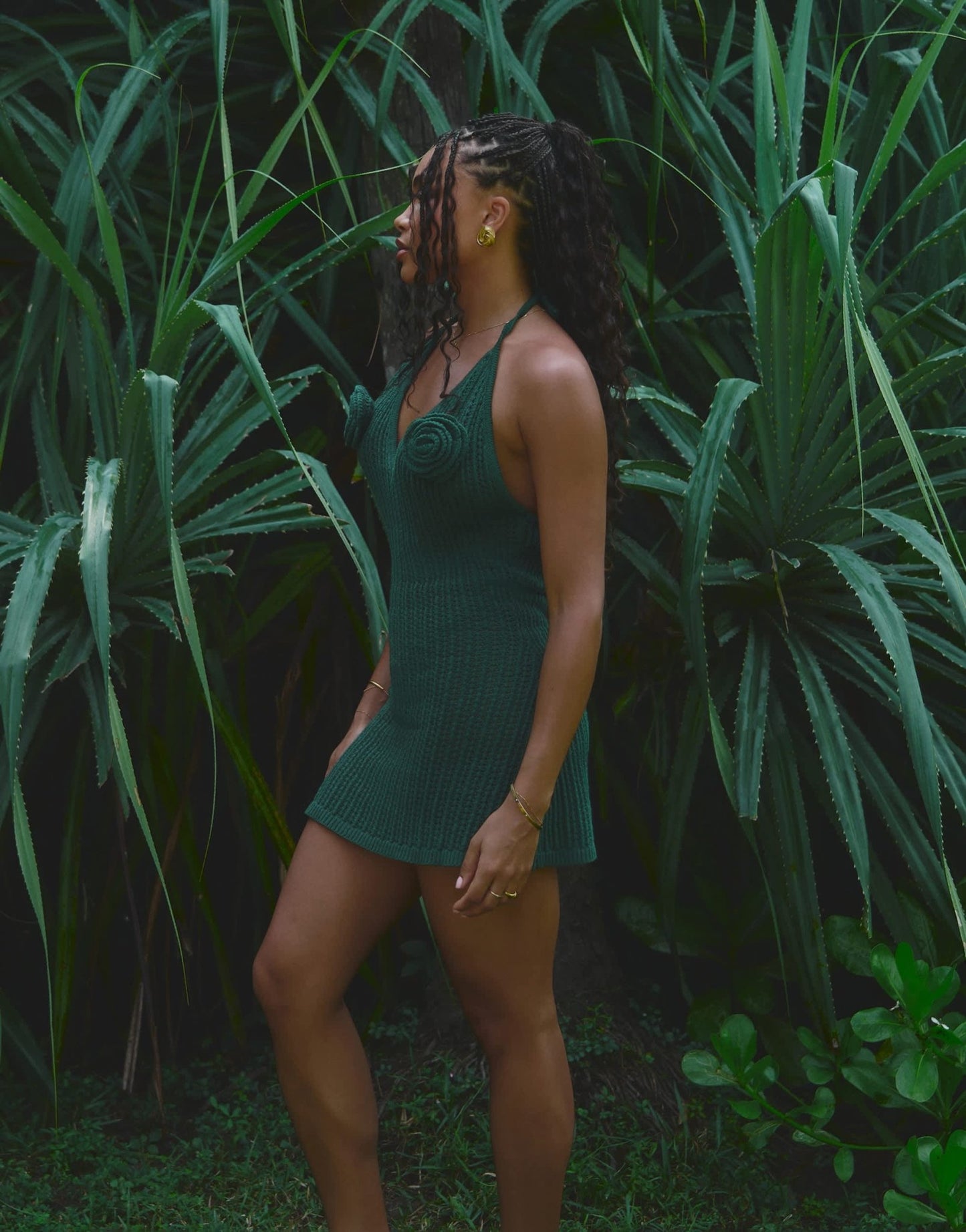 4th & Reckless x Loz Vassallo knitted mini beach dress in green - ASOS Sample Sale