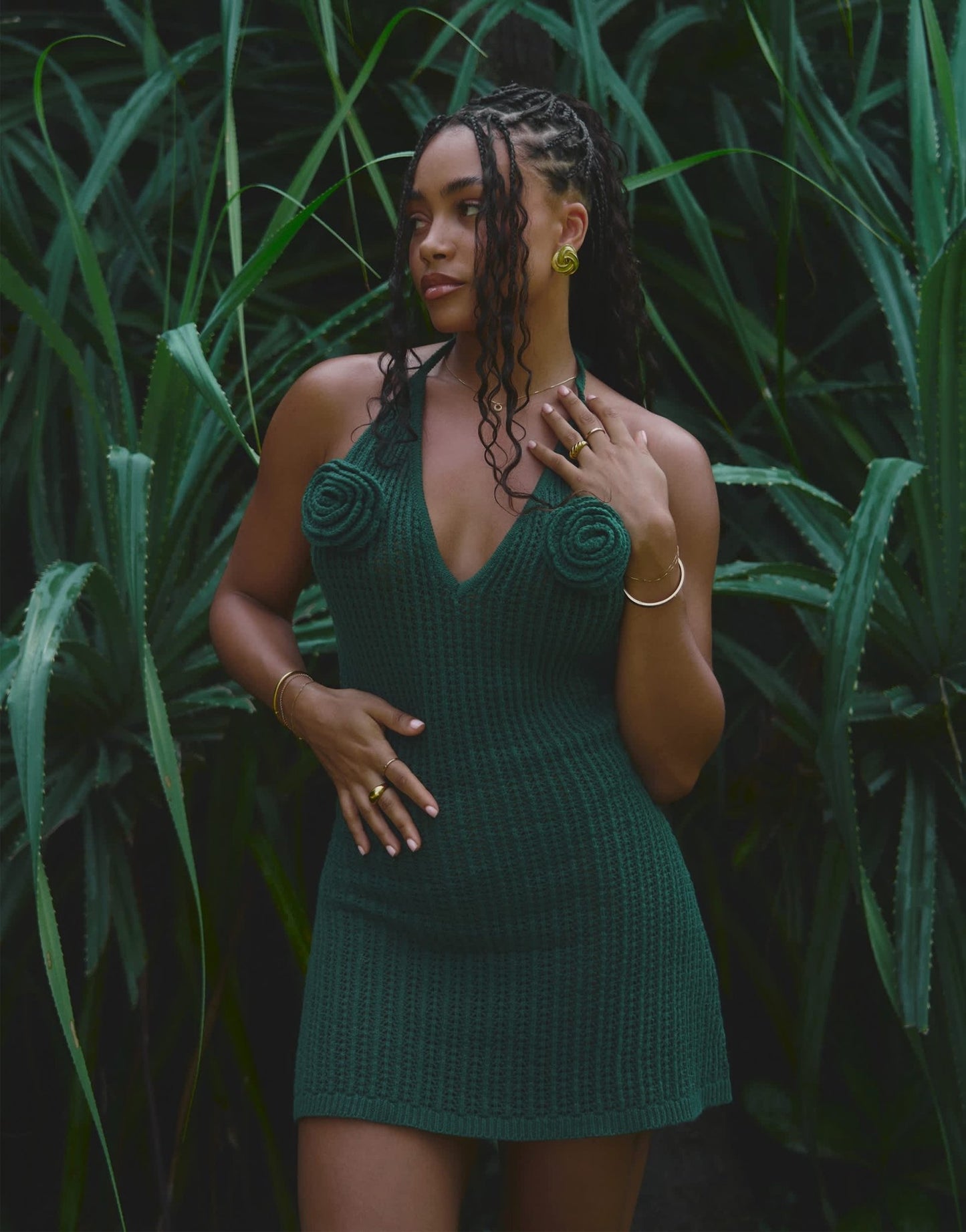 4th & Reckless x Loz Vassallo knitted mini beach dress in green - ASOS Sample Sale