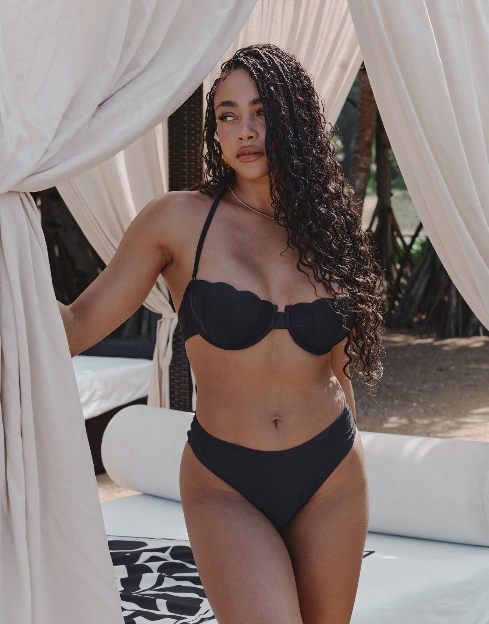 4th & Reckless x Loz Vassallo maui high leg bikini bottom in black - ASOS Sample Sale