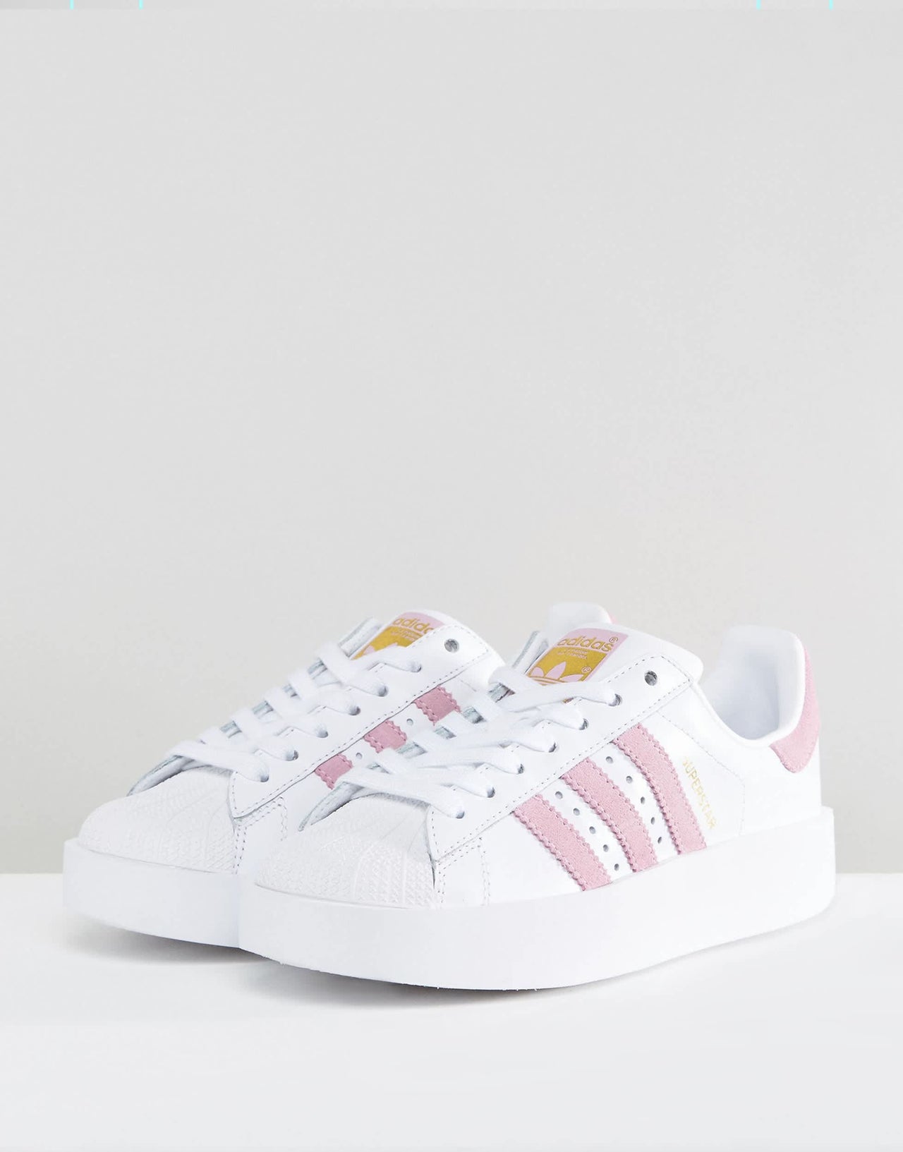 adidas Originals White And Pink Superstar Bold Sole Trainer