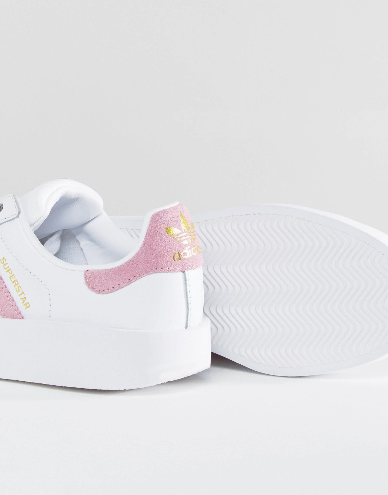 adidas Originals White And Pink Superstar Bold Sole Trainer