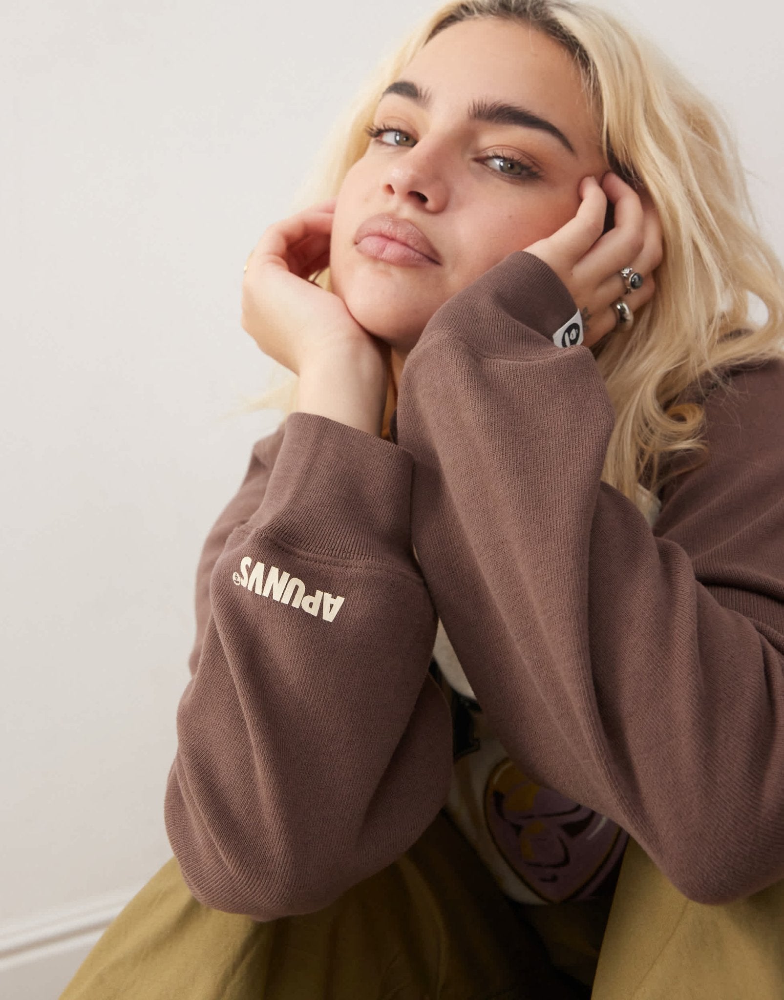 Aape By A Bathing Ape contrast panel sleeve sweatshirt in ivory - ASOS Sample Sale