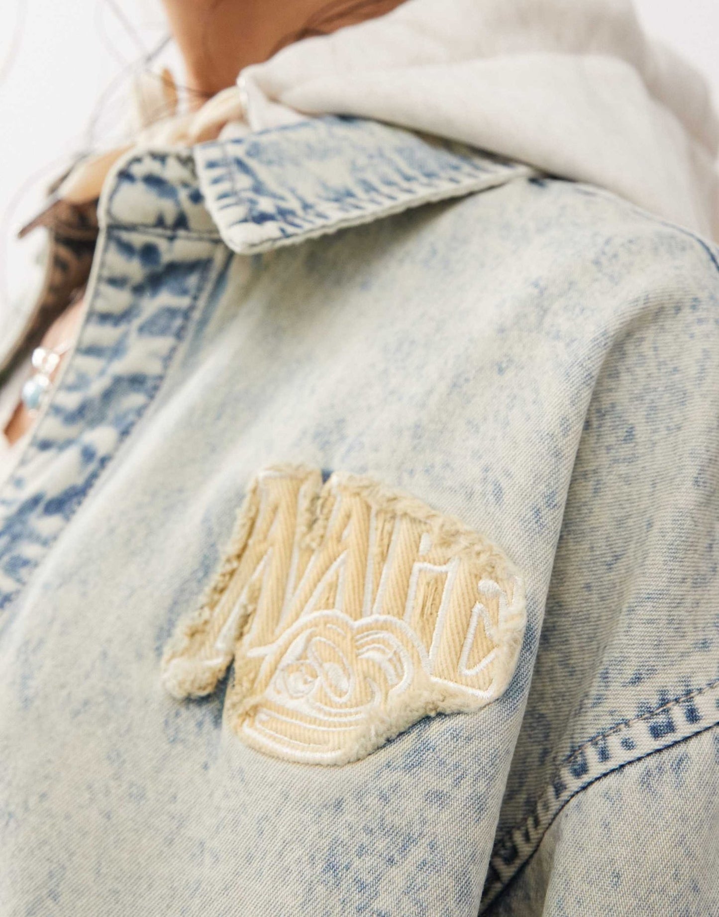 Aape By A Bathing Ape hooded denim shirt in light blue wash - ASOS Sample Sale