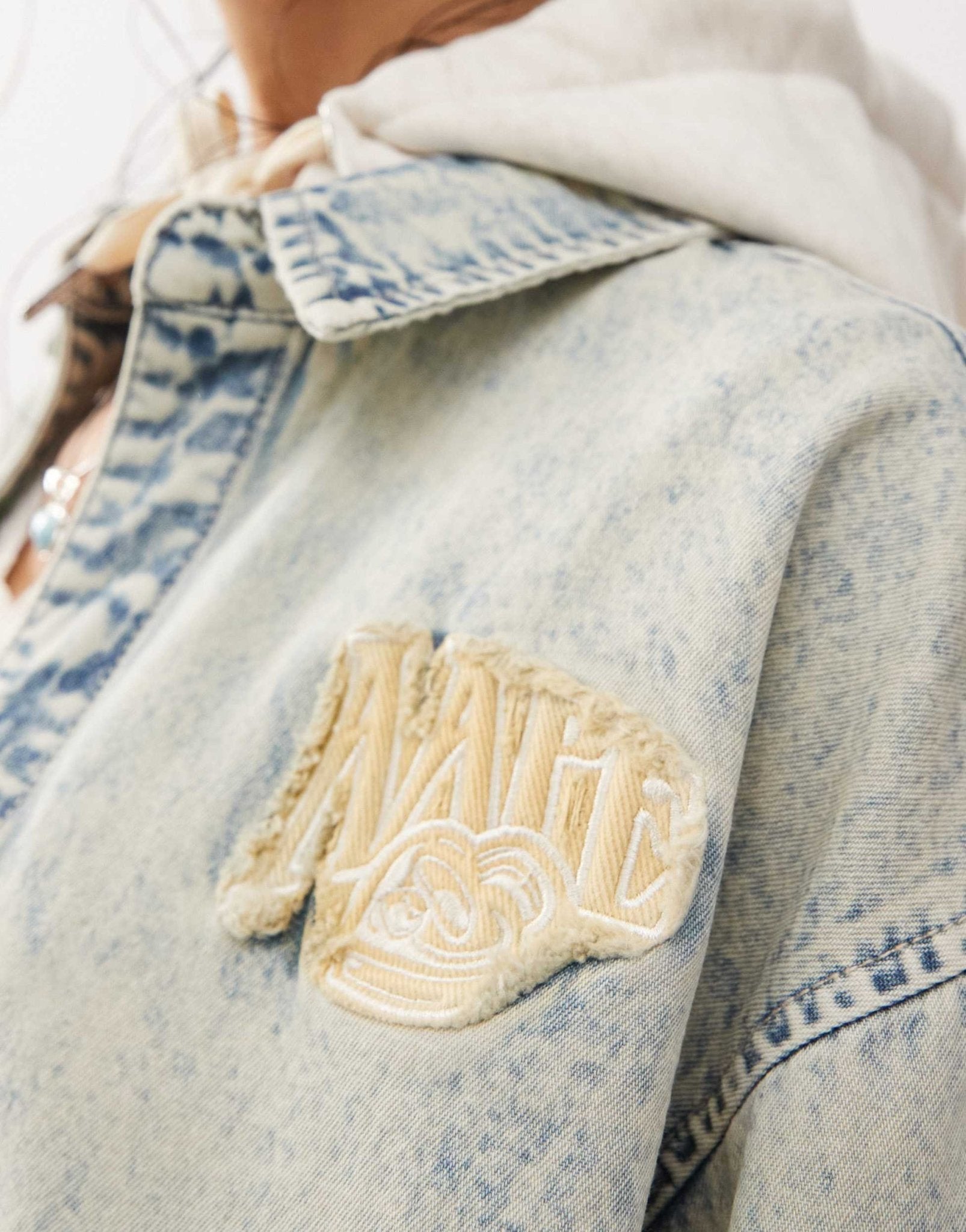 Aape By A Bathing Ape hooded denim shirt in light blue wash - ASOS Sample Sale