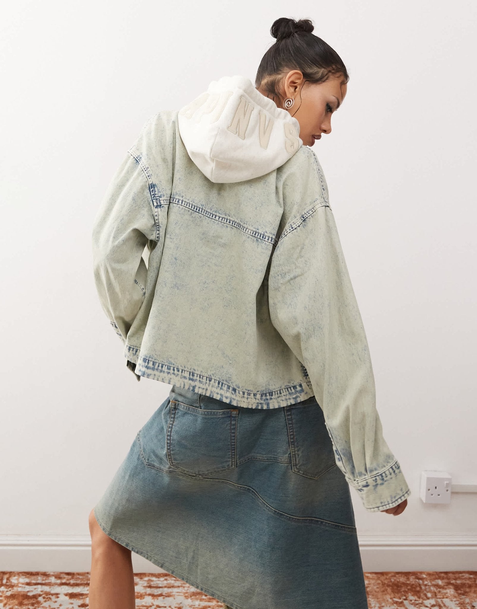 Aape By A Bathing Ape hooded denim shirt in light blue wash - ASOS Sample Sale