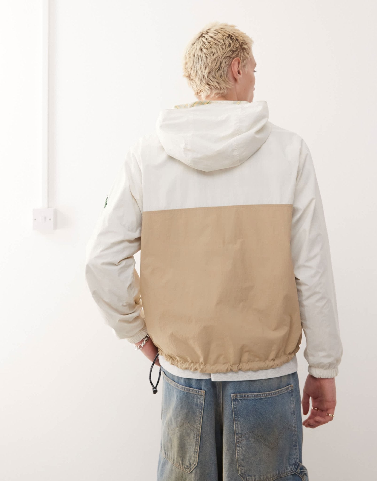 Aape by A Bathing Ape lightweight overhead check jacket in beige - ASOS Sample Sale