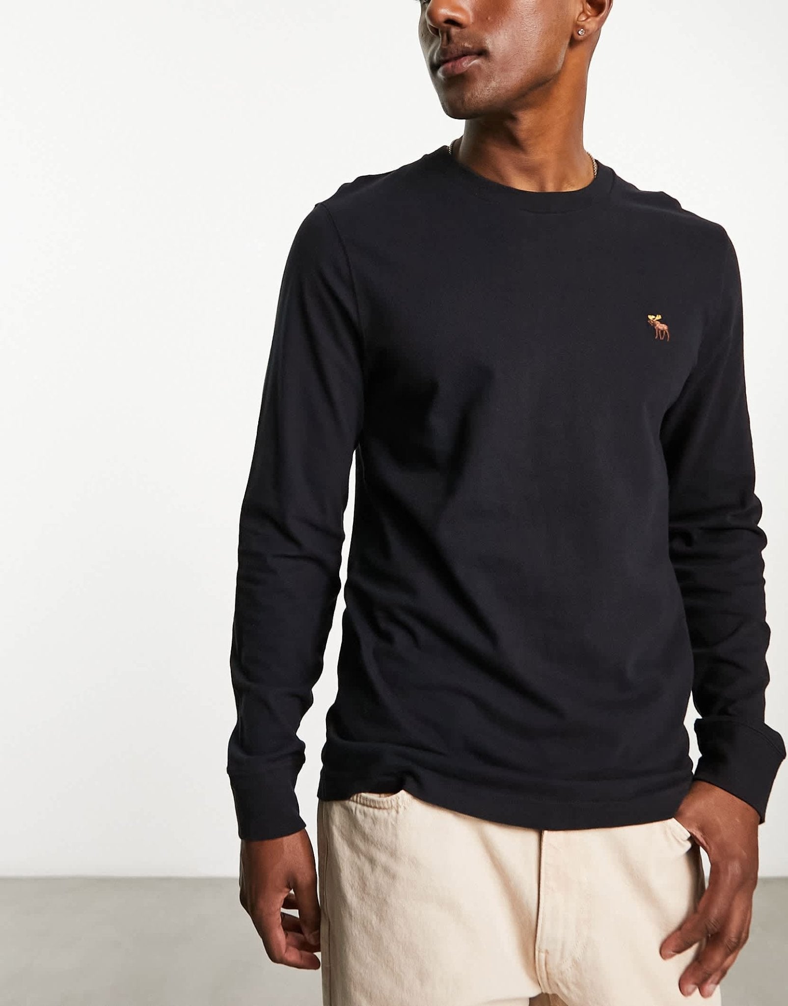 Abercrombie & Fitch 3 pack icon logo long sleeve top in black/blue/white - ASOS Sample Sale