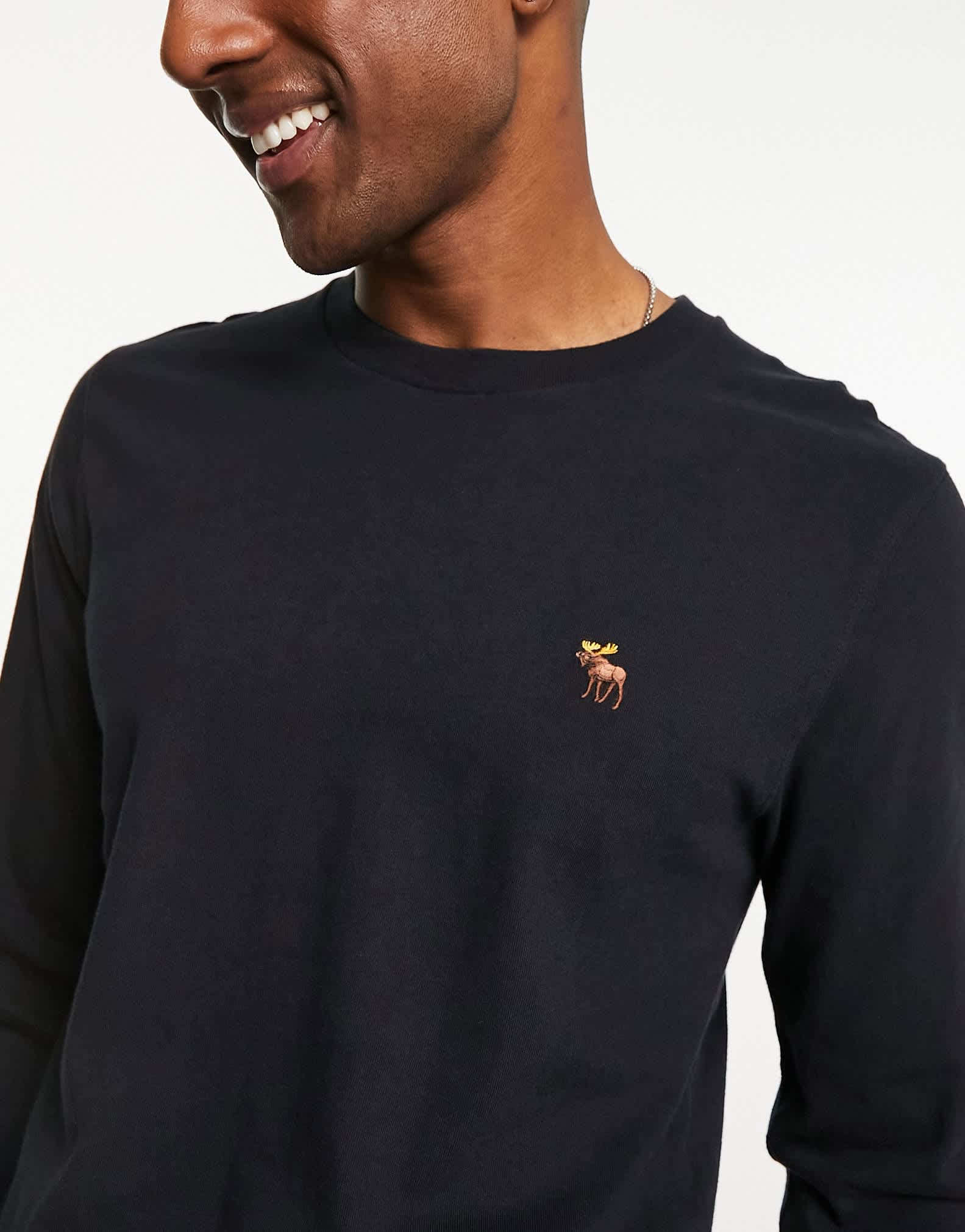 Abercrombie & Fitch 3 pack icon logo long sleeve top in black/blue/white - ASOS Sample Sale