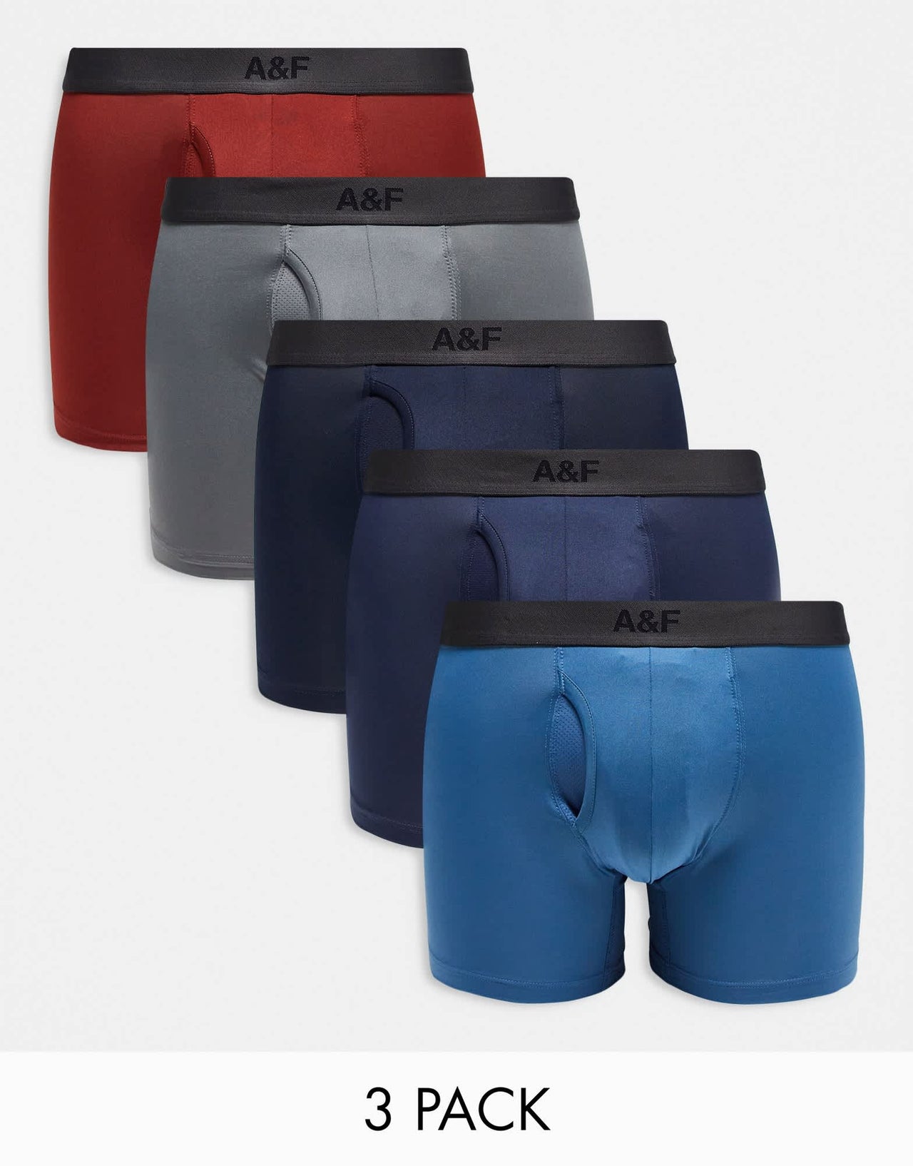 Abercrombie & Fitch 5 - pack trunks with contrast waistband in grey/red/blue - ASOS Sample Sale