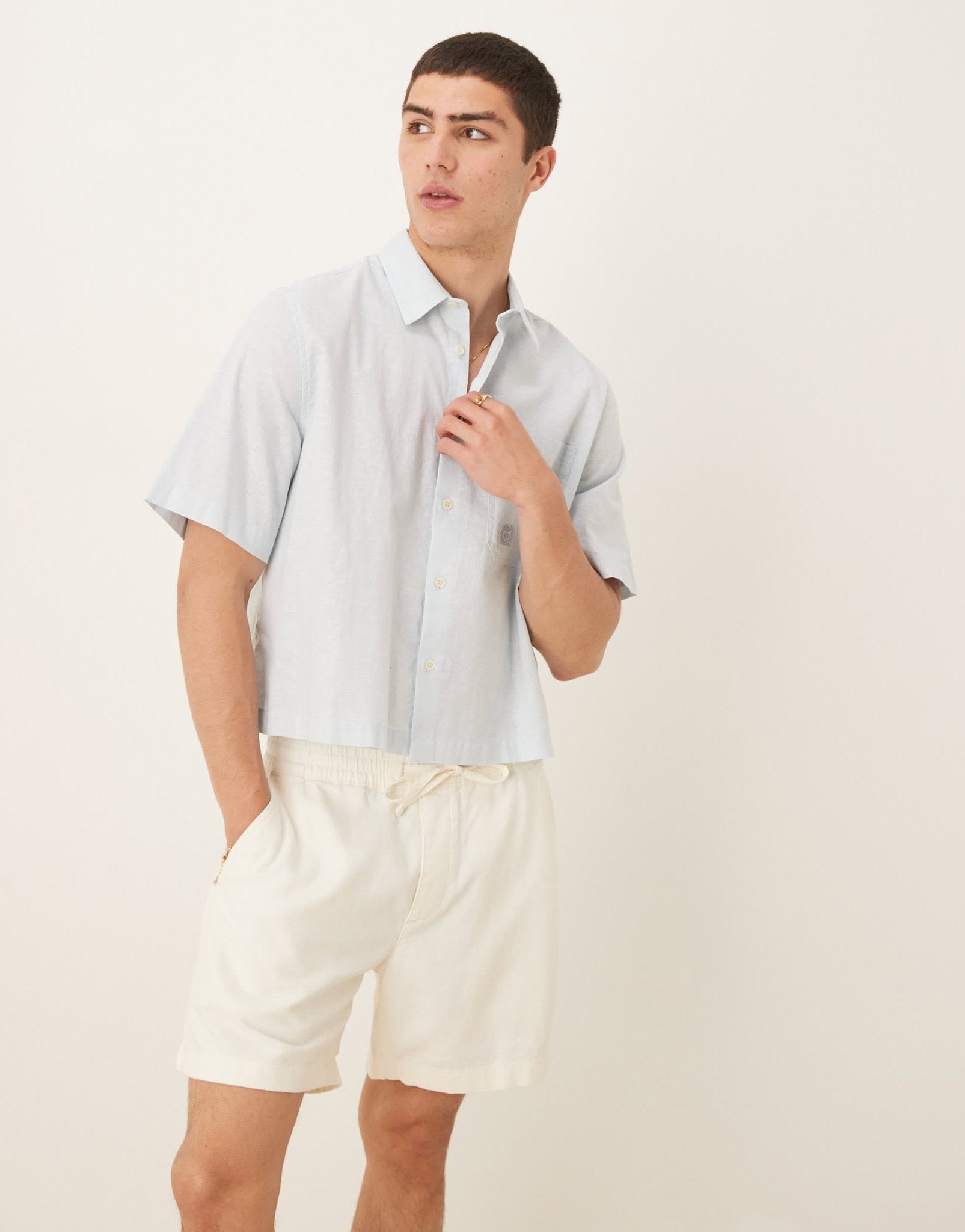 Abercrombie & Fitch 6"""" textured relaxed short in white - ASOS Sample Sale