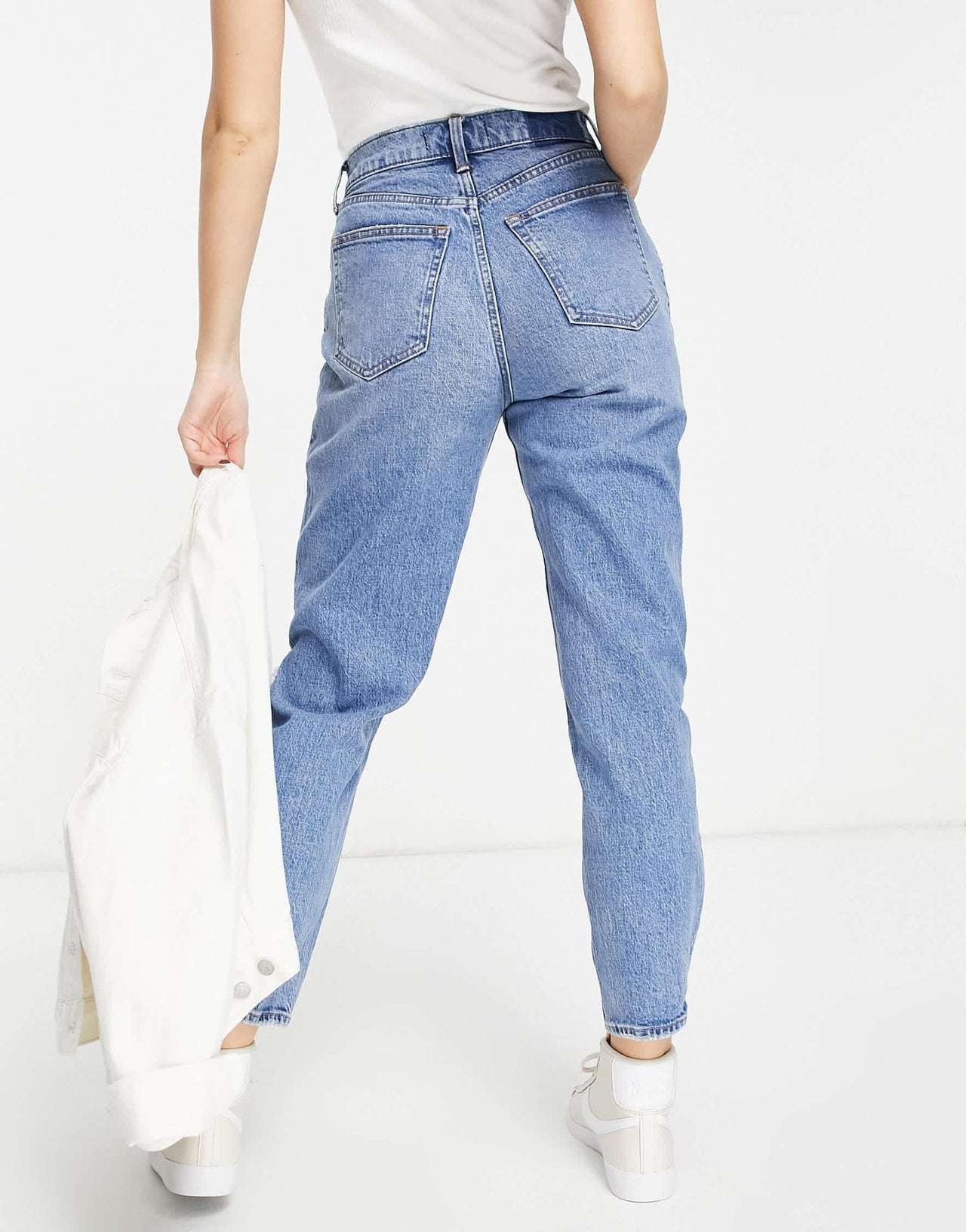 Abercrombie &Fitch 80's mom ripped jean in mid wash - ASOS Sample Sale