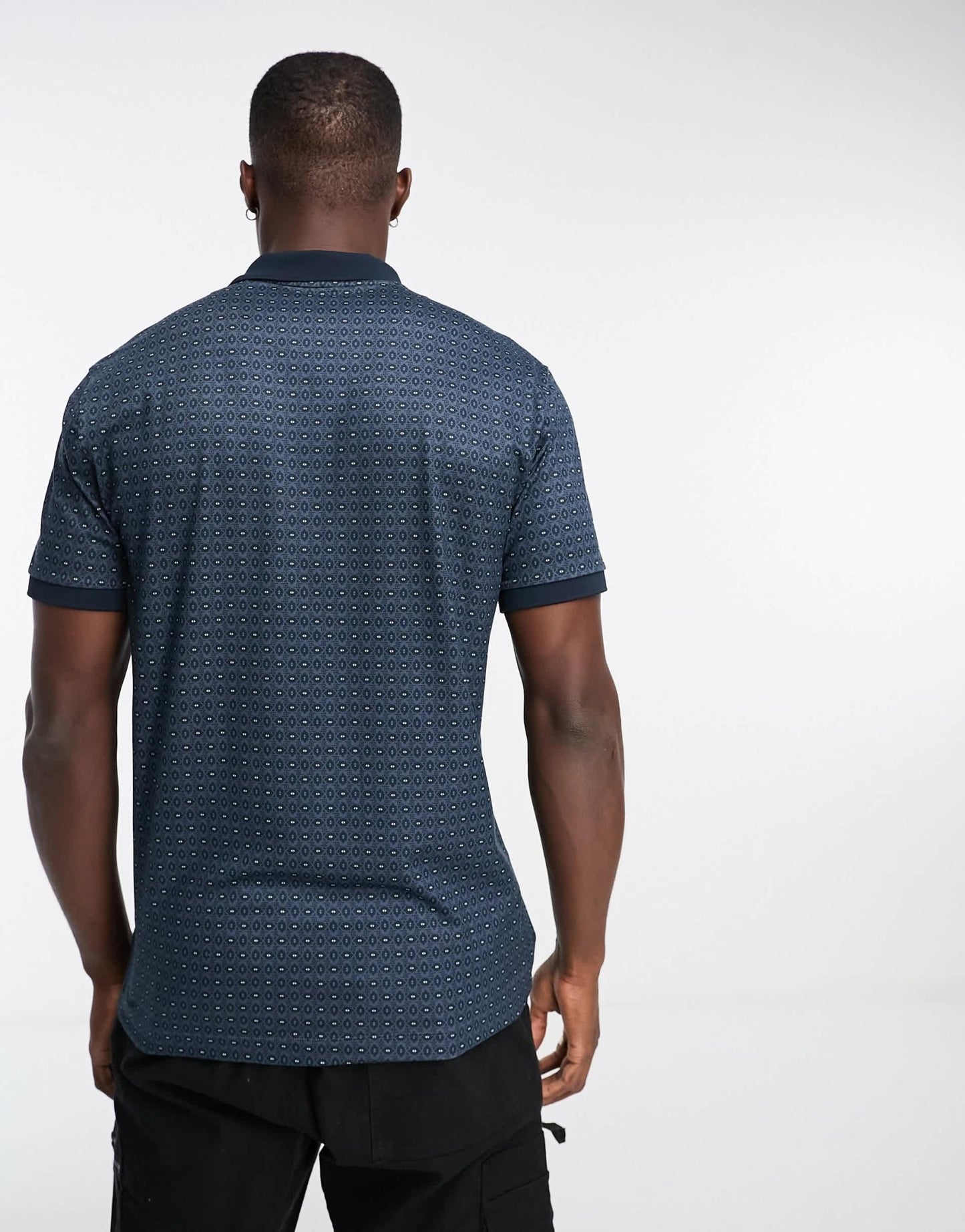 Abercrombie & Fitch all over geometric print airknit polo in navy - ASOS Sample Sale