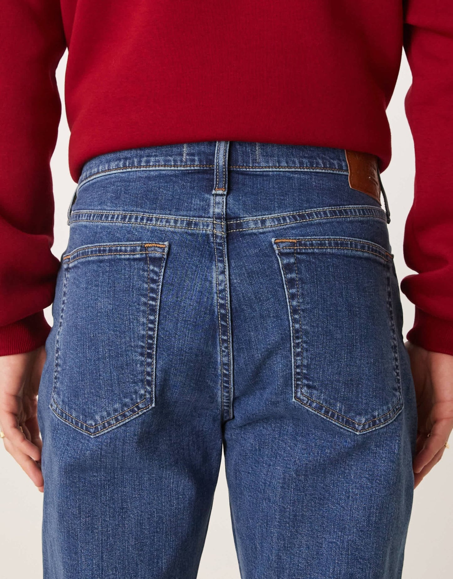 Abercrombie & Fitch athletic fit straight leg jeans in mid wash blue - ASOS Sample Sale