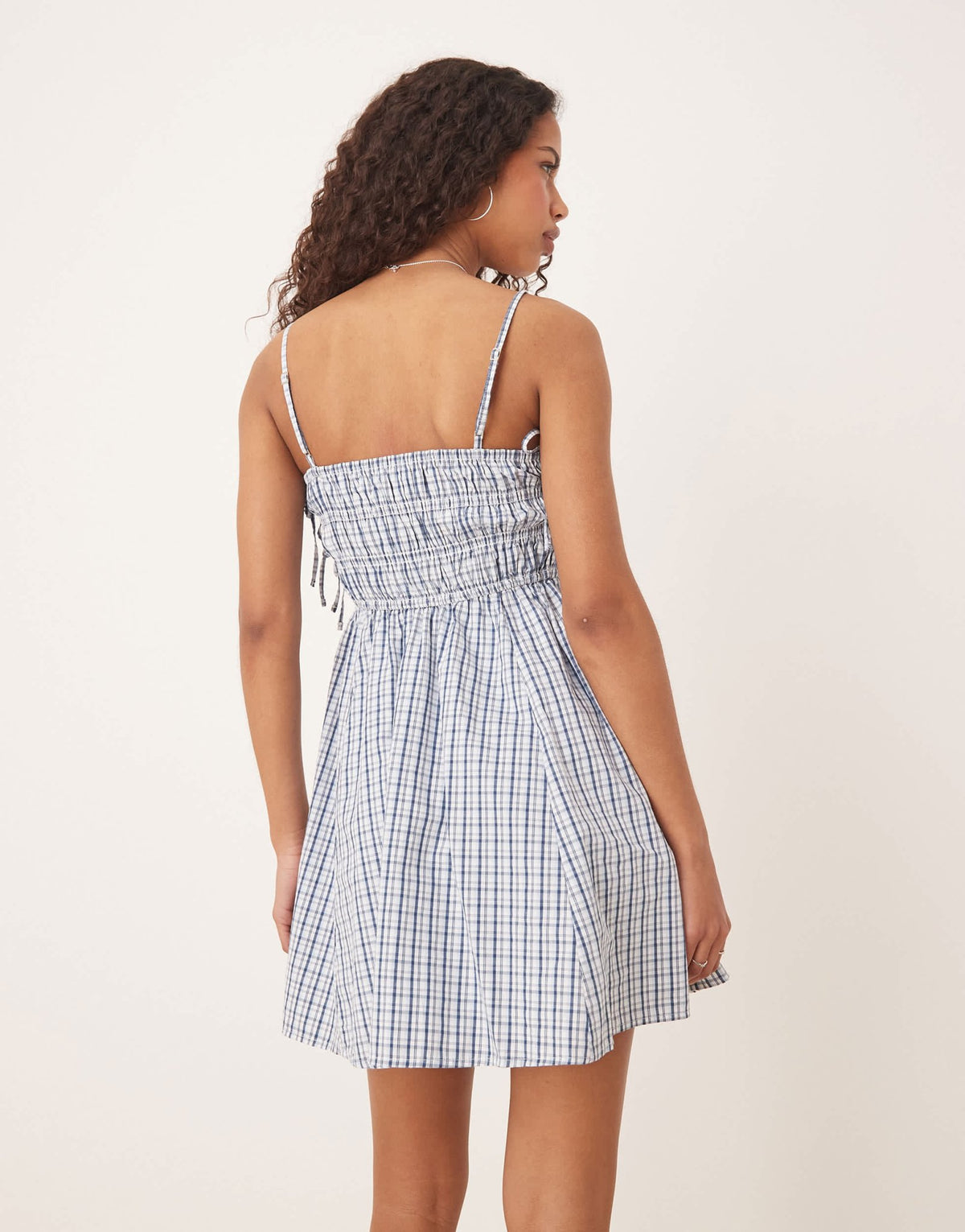 Abercrombie & Fitch babydoll smocked mini dress in blue gingham - ASOS Sample Sale