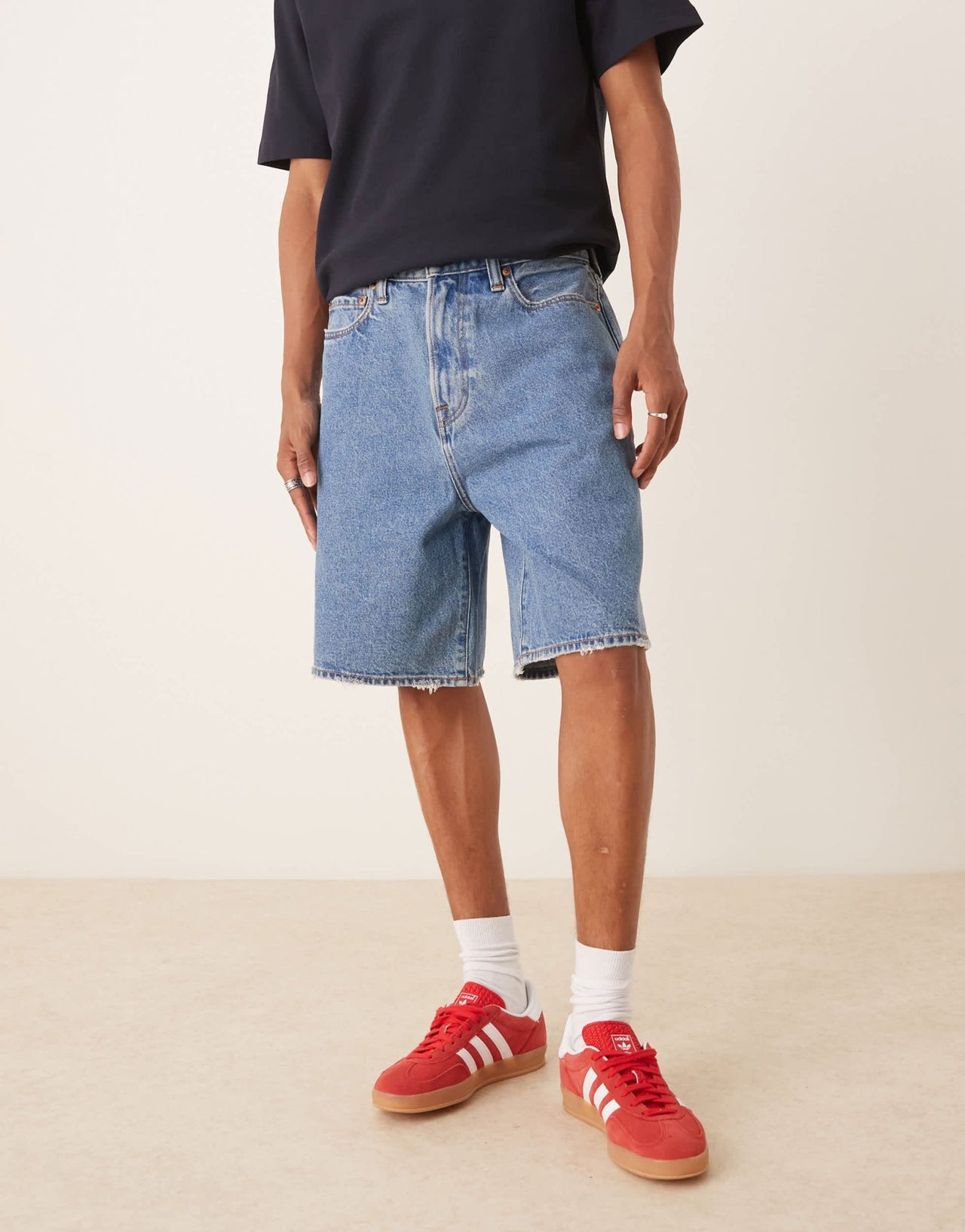 Abercrombie & Fitch baggy denim shorts in medium blue wash - ASOS Sample Sale