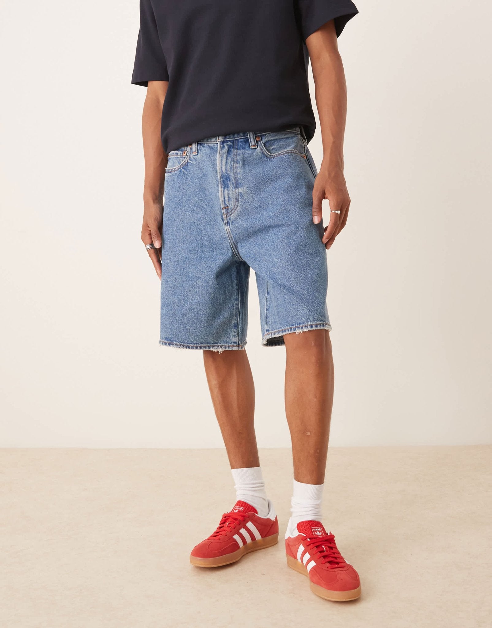 Abercrombie & Fitch baggy denim shorts in medium blue wash - ASOS Sample Sale
