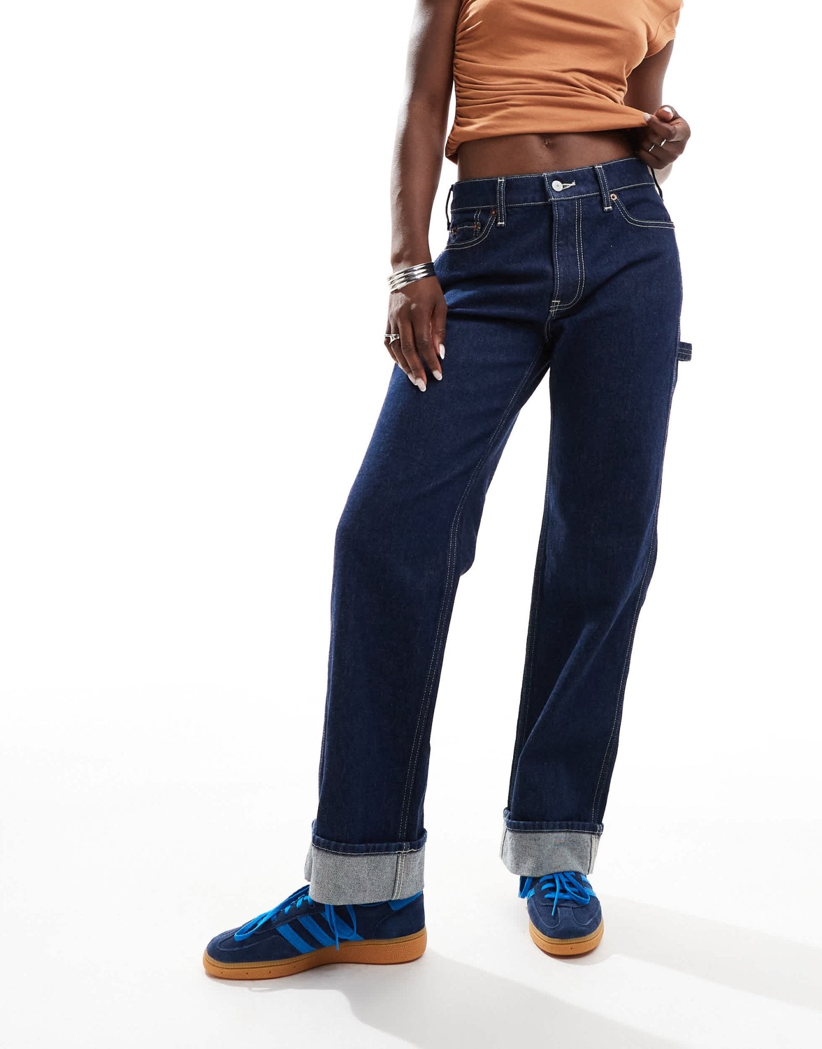 Abercrombie & Fitch baggy low rise carpenter jean in indigo - ASOS Sample Sale