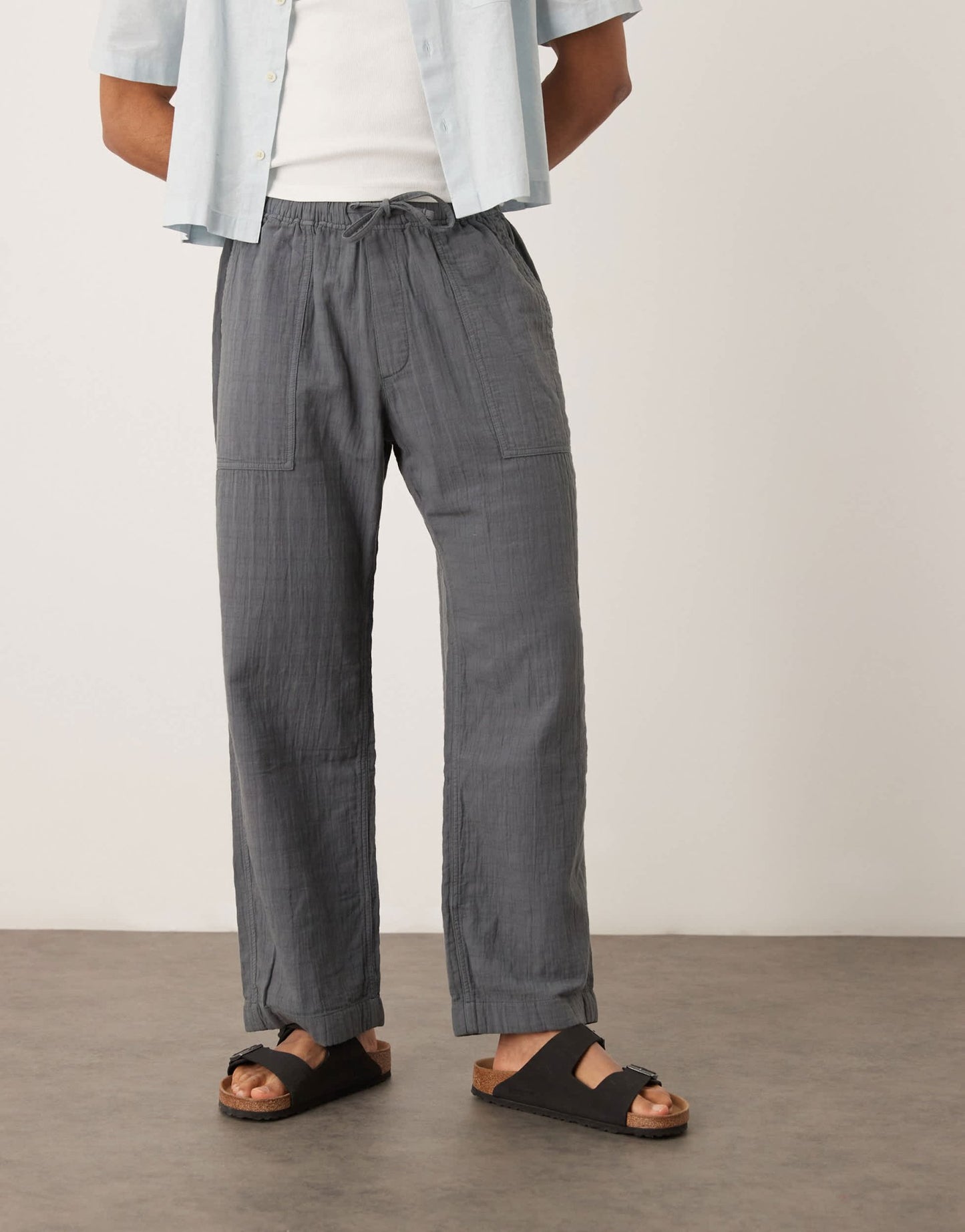 Abercrombie & Fitch baggy pull on textured trouser in grey - ASOS Sample Sale