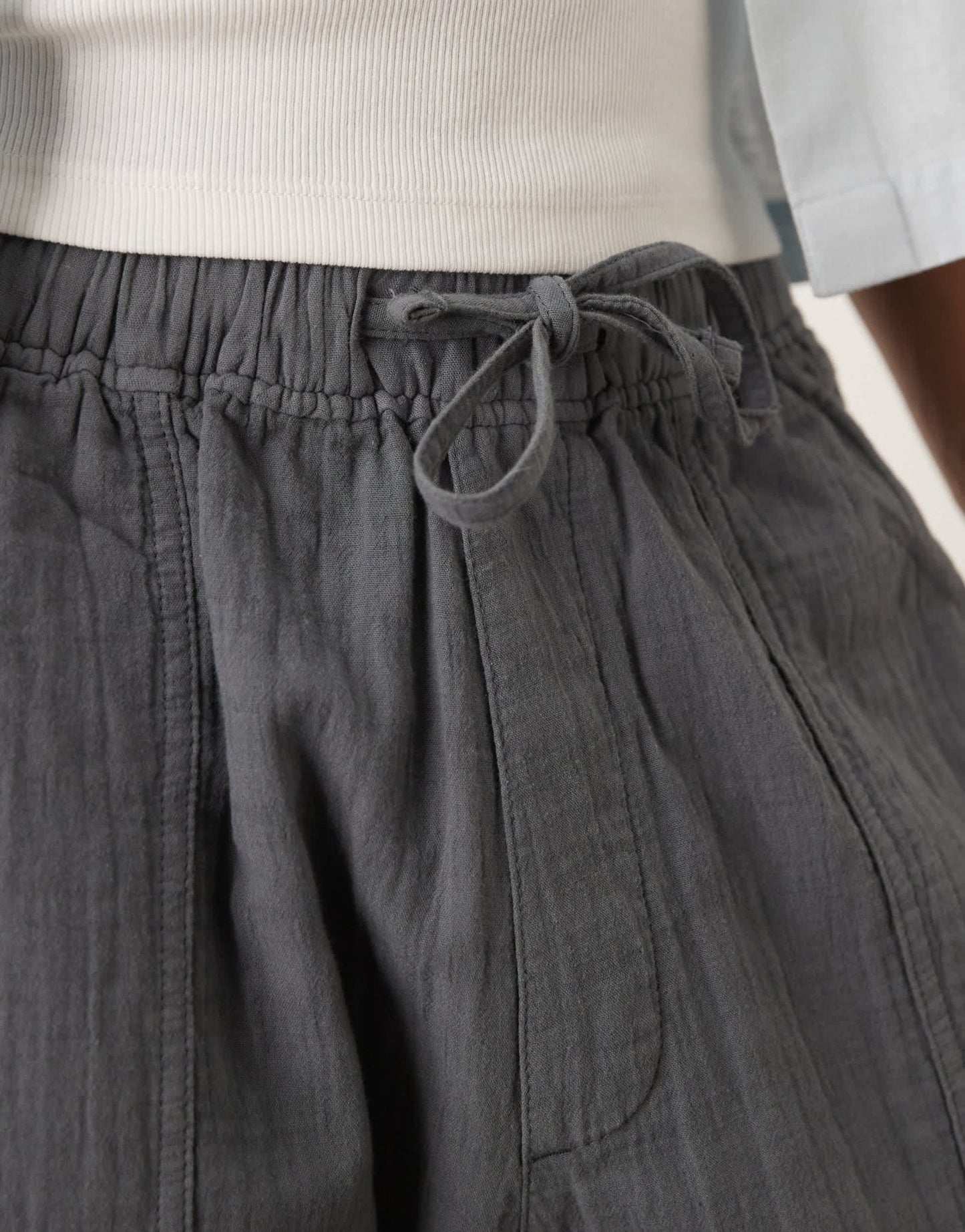 Abercrombie & Fitch baggy pull on textured trouser in grey - ASOS Sample Sale