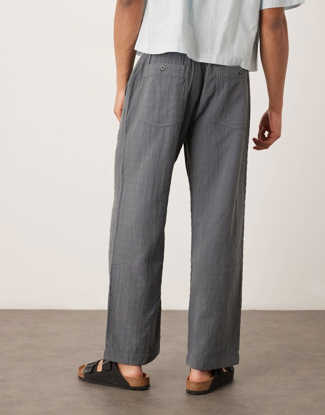 Abercrombie & Fitch baggy pull on textured trouser in grey - ASOS Sample Sale