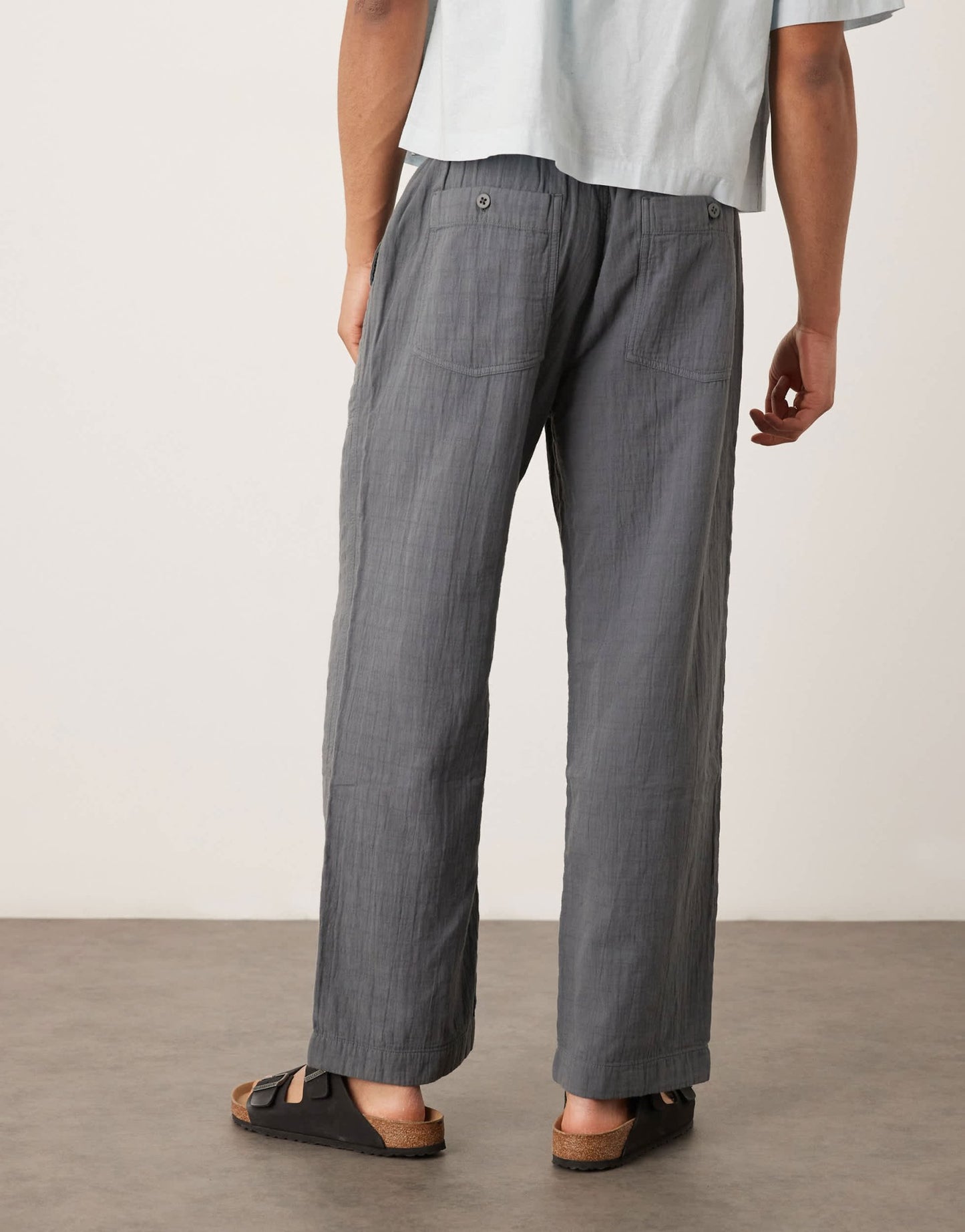 Abercrombie & Fitch baggy pull on textured trouser in grey - ASOS Sample Sale