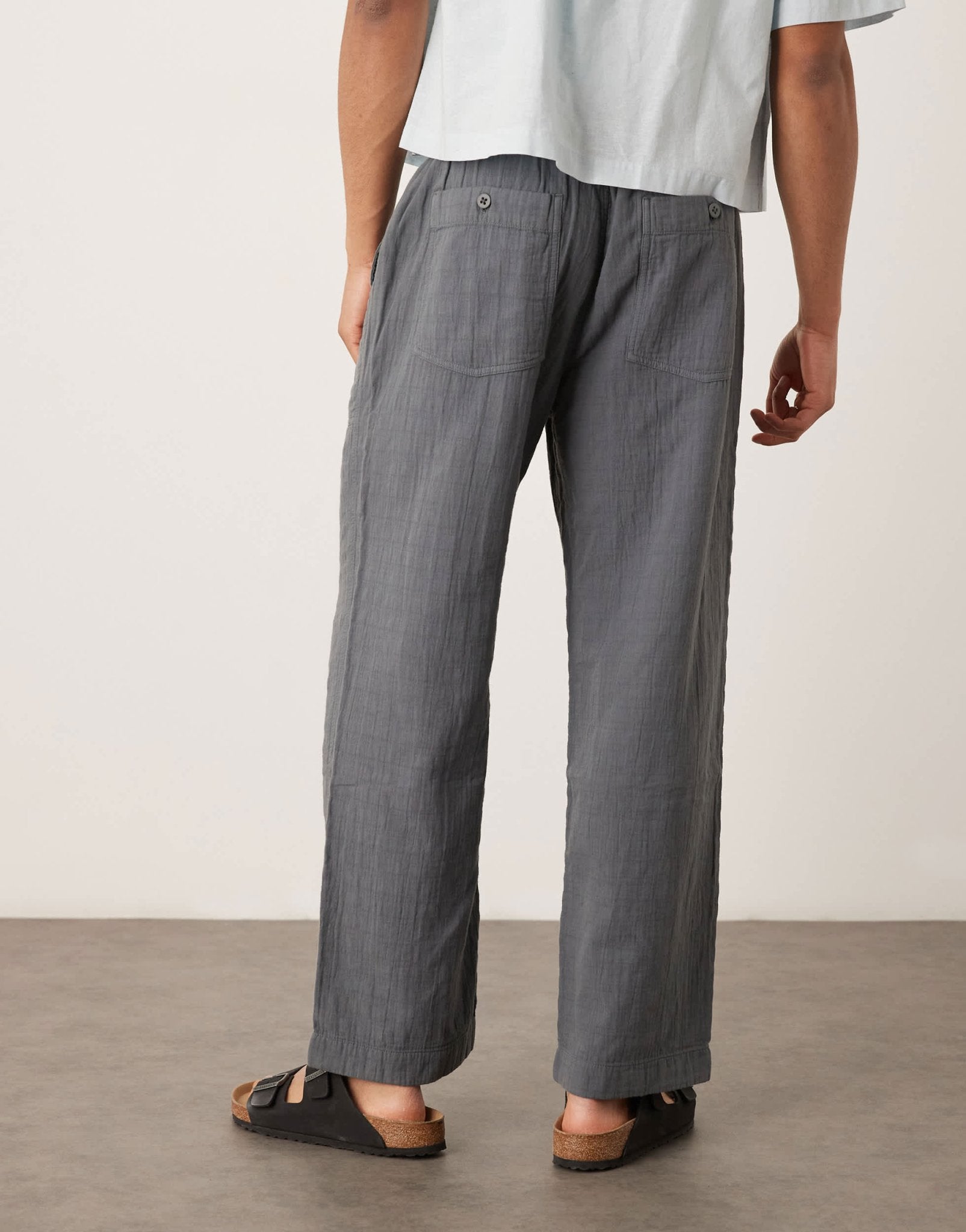 Abercrombie & Fitch baggy pull on textured trouser in grey - ASOS Sample Sale