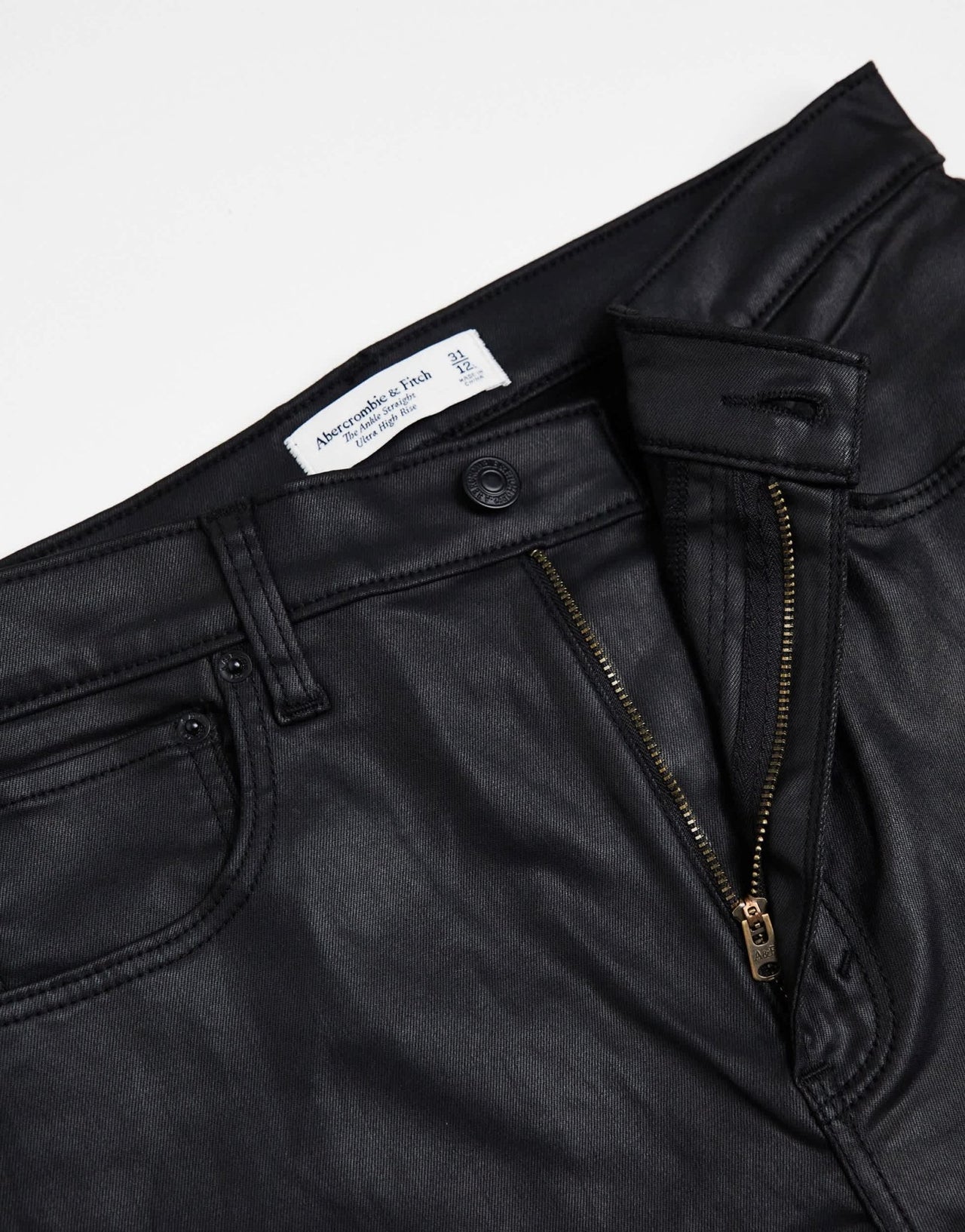 Abercrombie & Fitch black coated curvy straight leg in black - ASOS Sample Sale