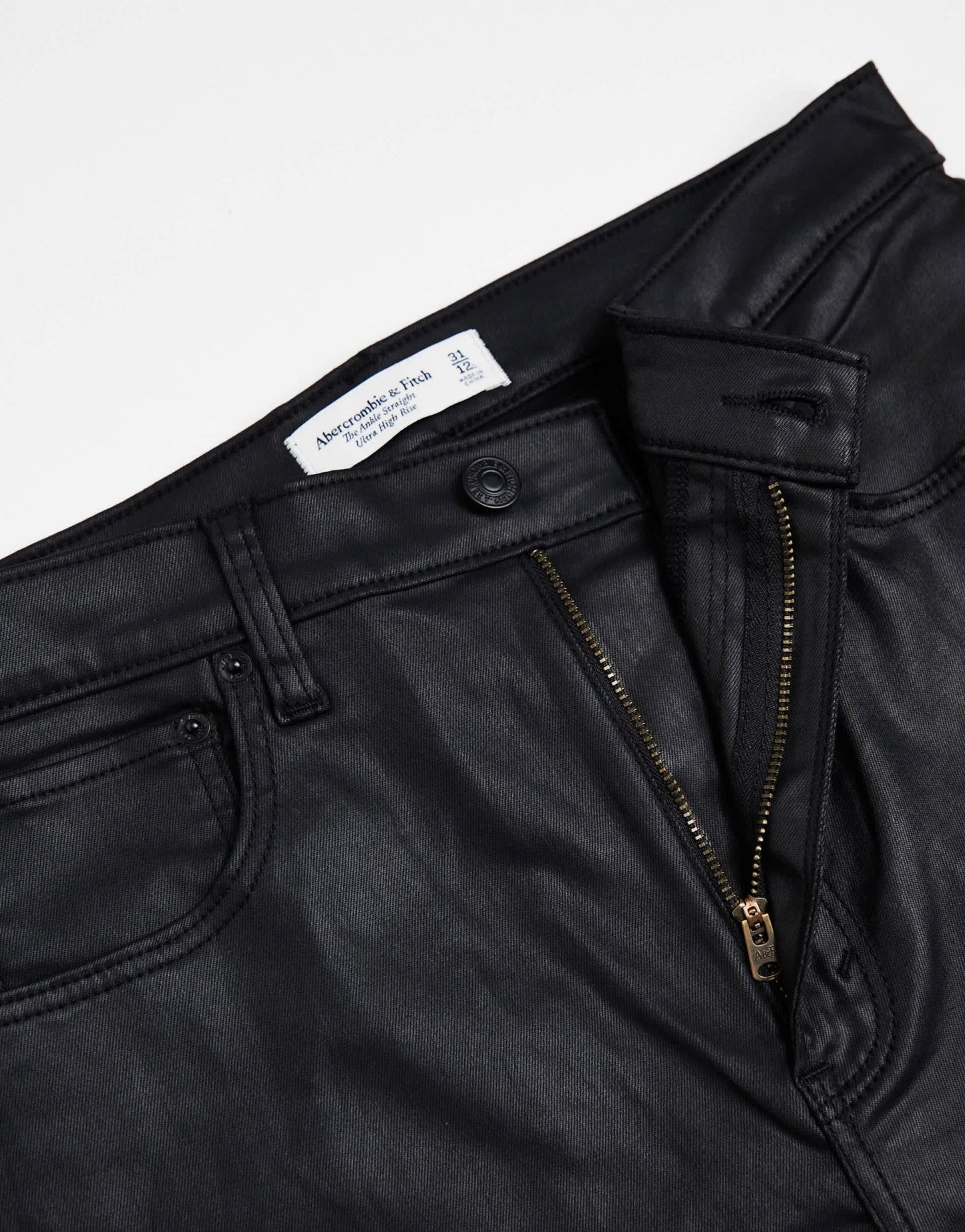 Abercrombie & Fitch black coated curvy straight leg in black - ASOS Sample Sale