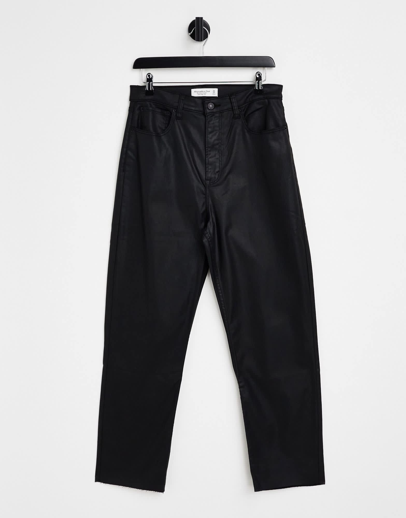 Abercrombie & Fitch black coated curvy straight leg in black - ASOS Sample Sale