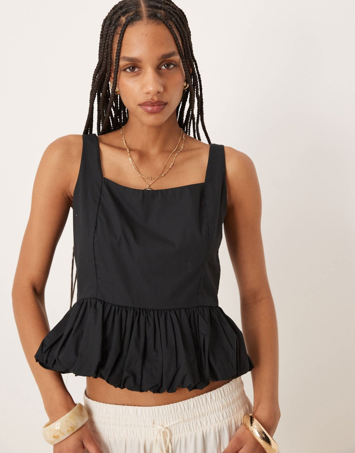 Abercrombie & Fitch bubble hem top in black - ASOS Sample Sale