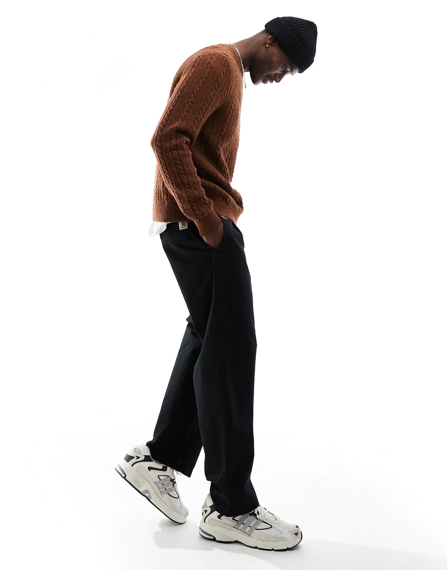 Abercrombie & Fitch cable knit jumper in camel marl - ASOS Sample Sale