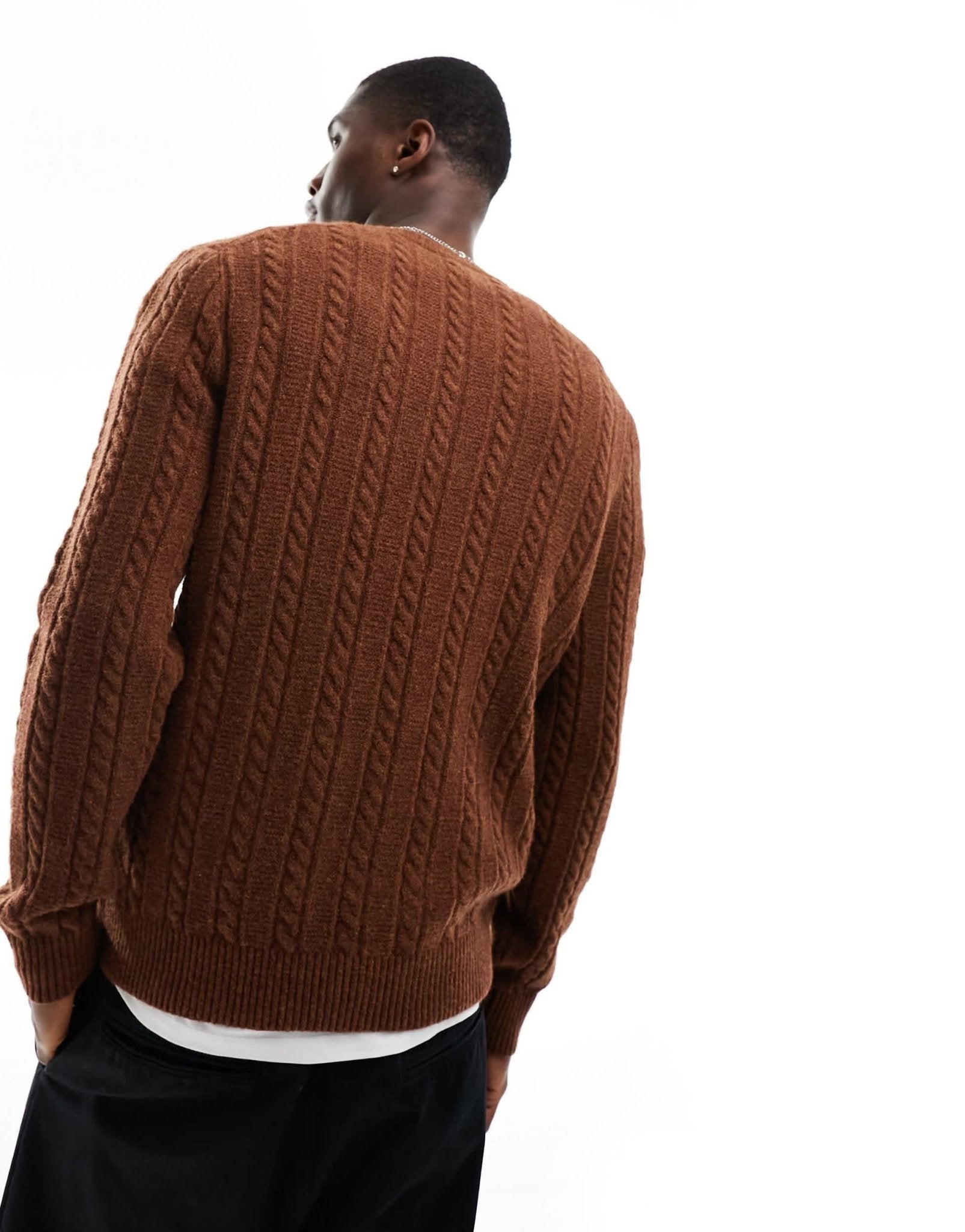 Abercrombie & Fitch cable knit jumper in camel marl - ASOS Sample Sale