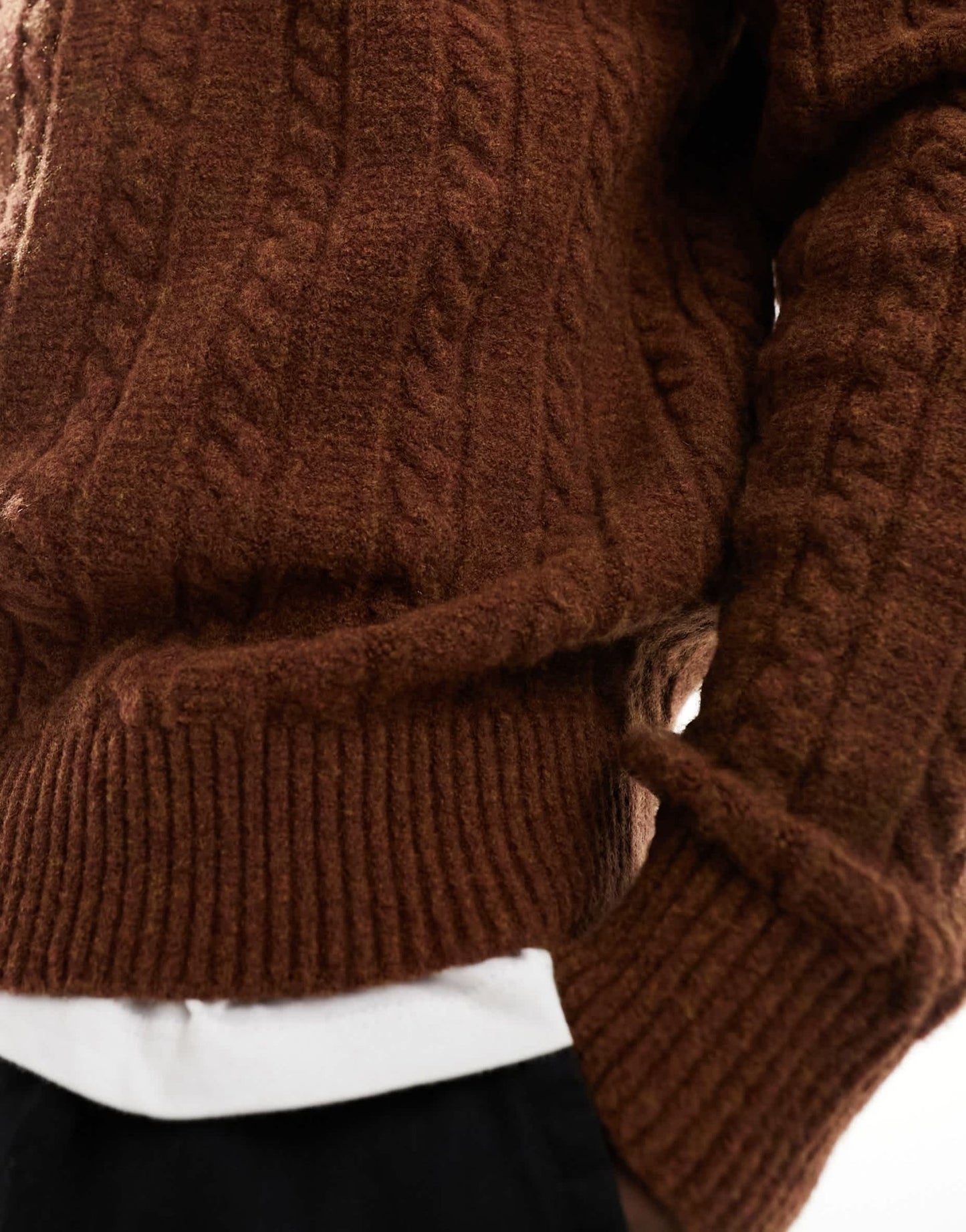 Abercrombie & Fitch cable knit jumper in camel marl - ASOS Sample Sale