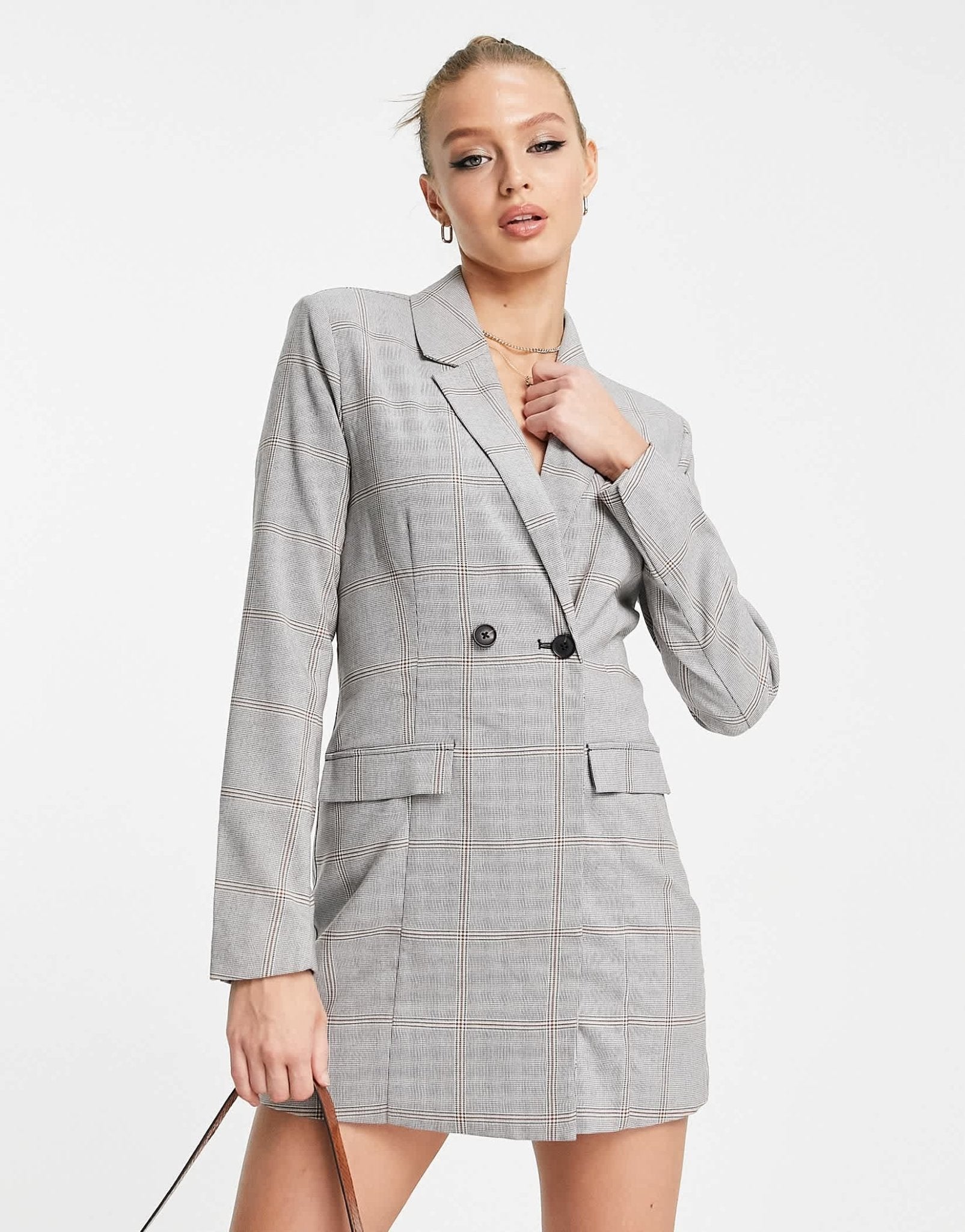 Abercrombie & Fitch check blazer dress in dark grey - ASOS Sample Sale